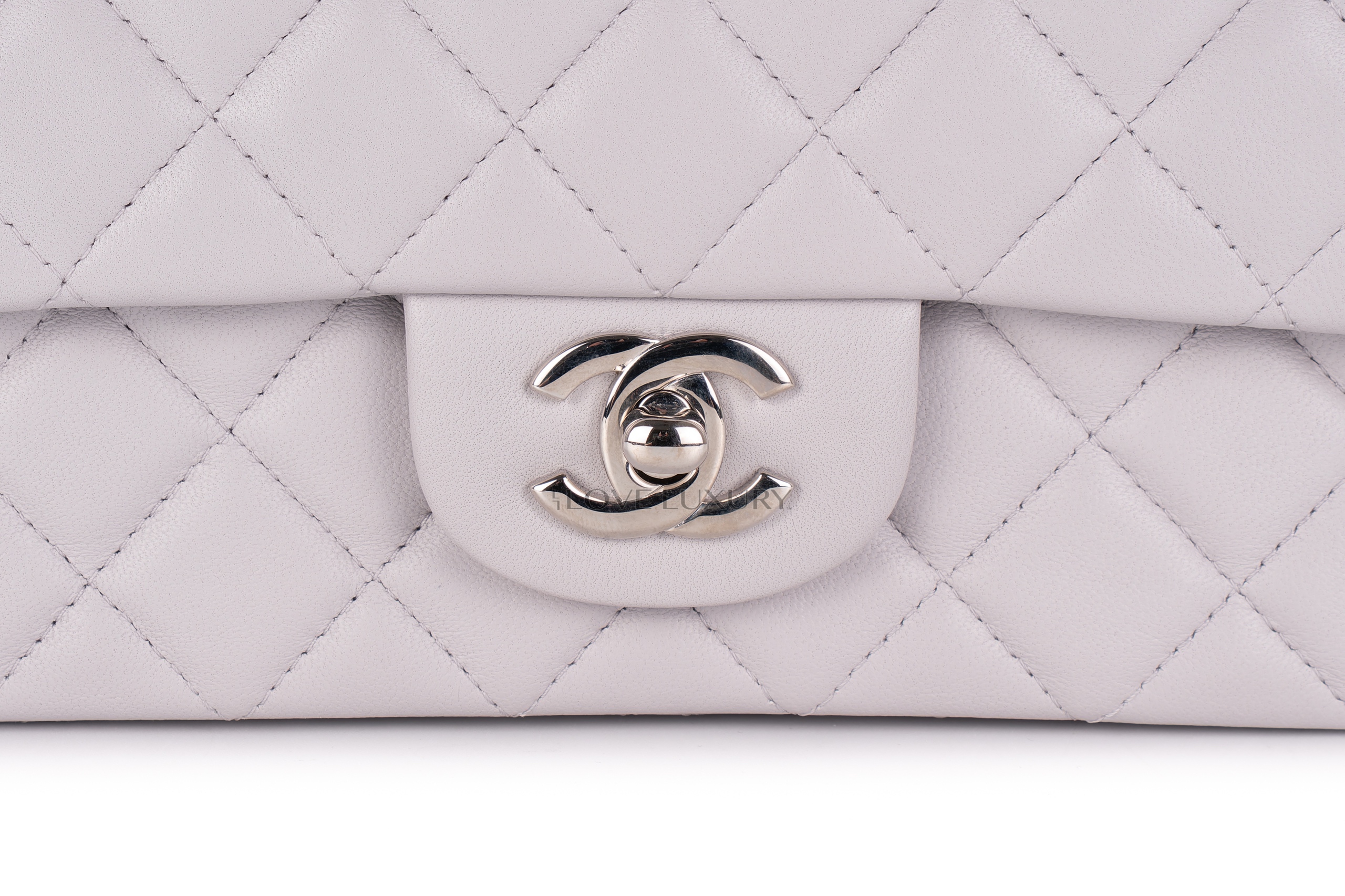 Chanel Mini Rectangular Flap Bag Grey Lambskin Silver Hardware - Luxury ...