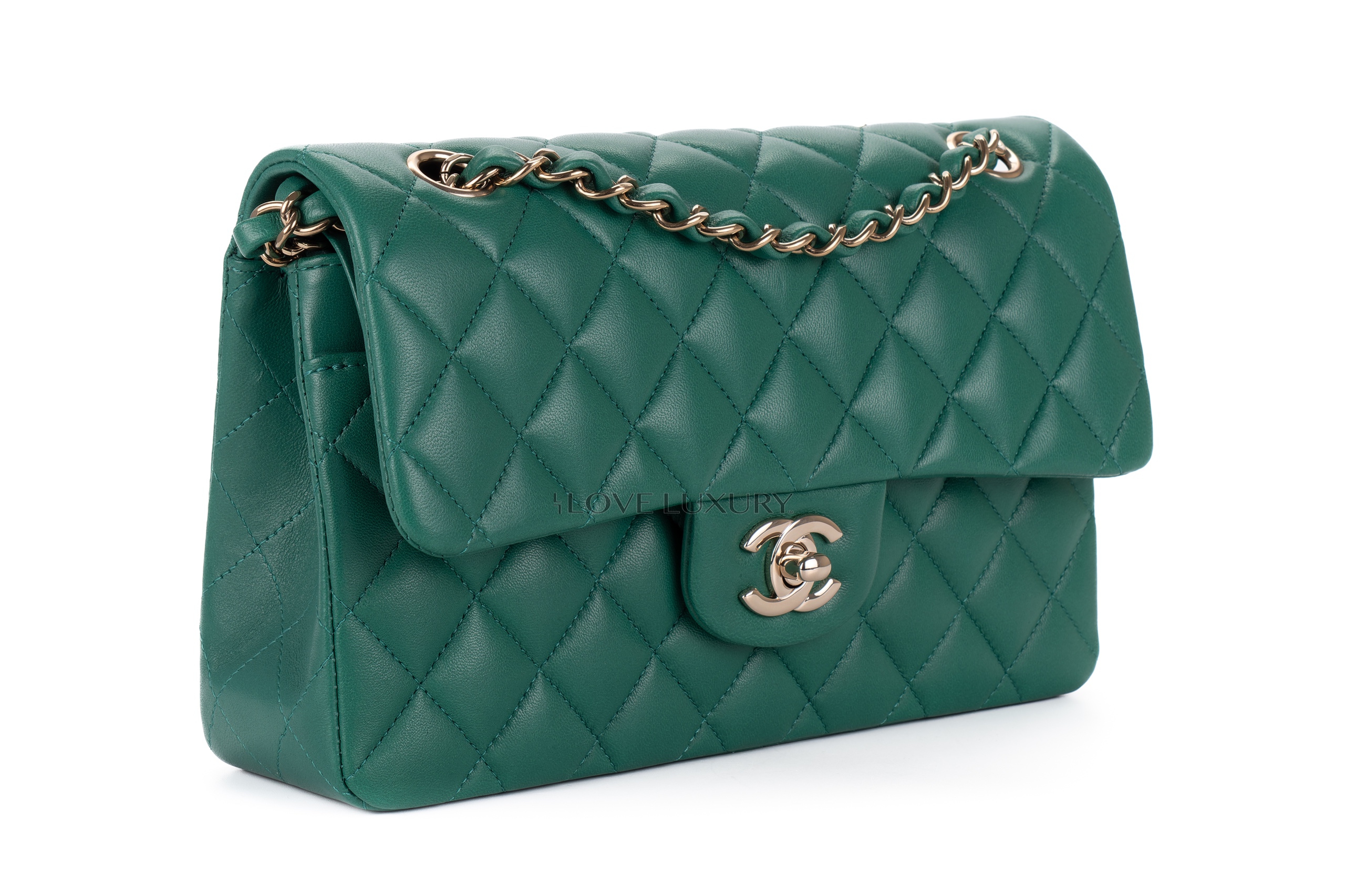 Chanel-Small-Classic-Flap-Emerald-Green-Lambskin-Light-Gold-Hardware-2