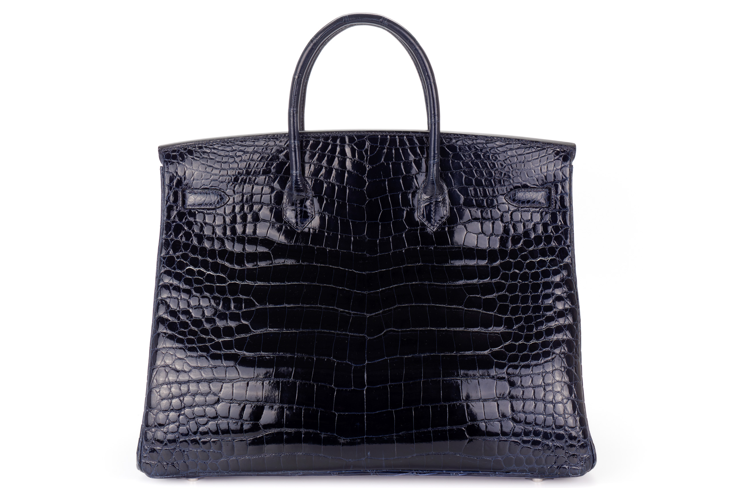 Hermes Birkin 40 Bleu Marine Croc Palladium Hardware Luxury Shopping