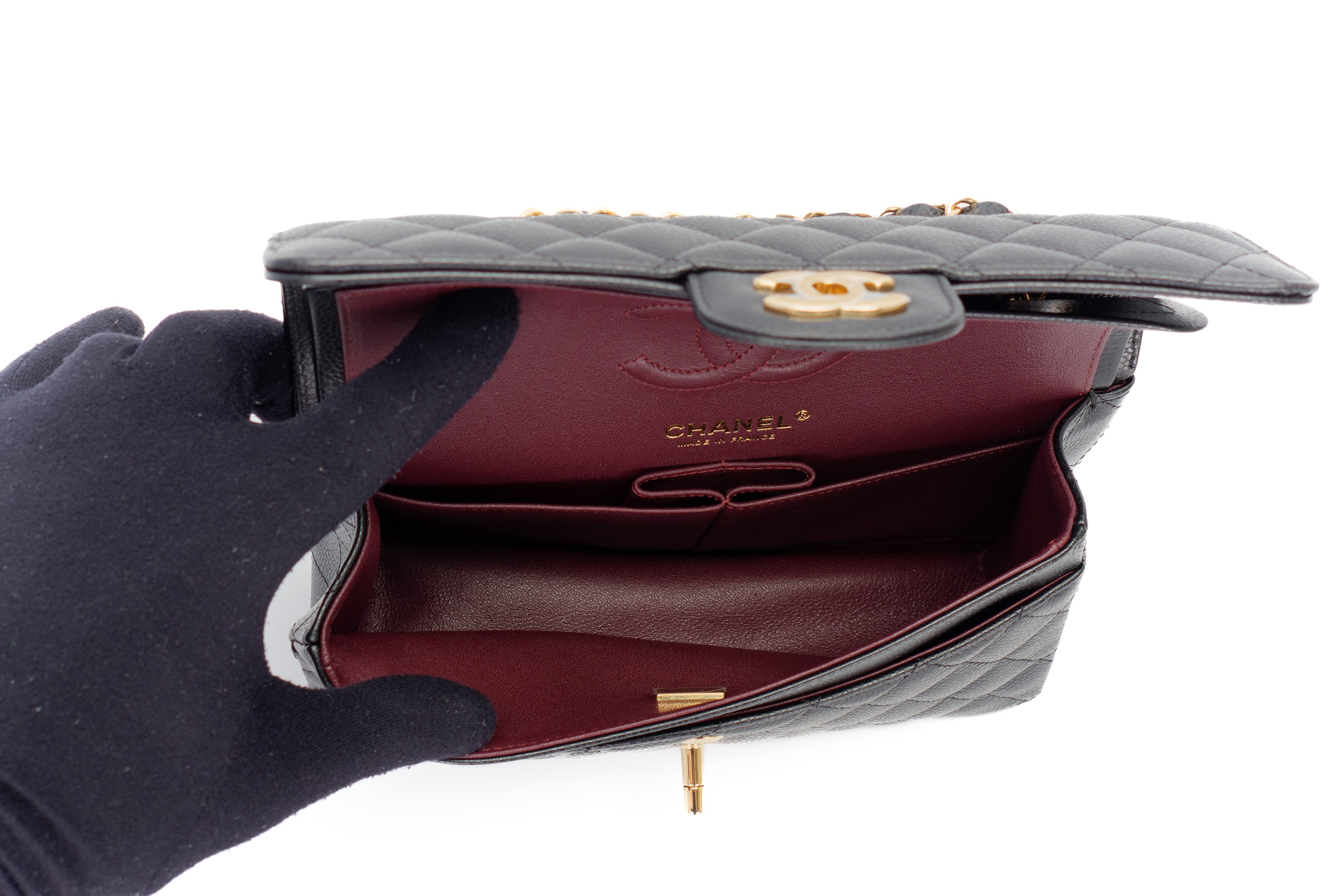 Chanel Small Classic Flap Black Caviar Gold Hardware - Luxury Shopping