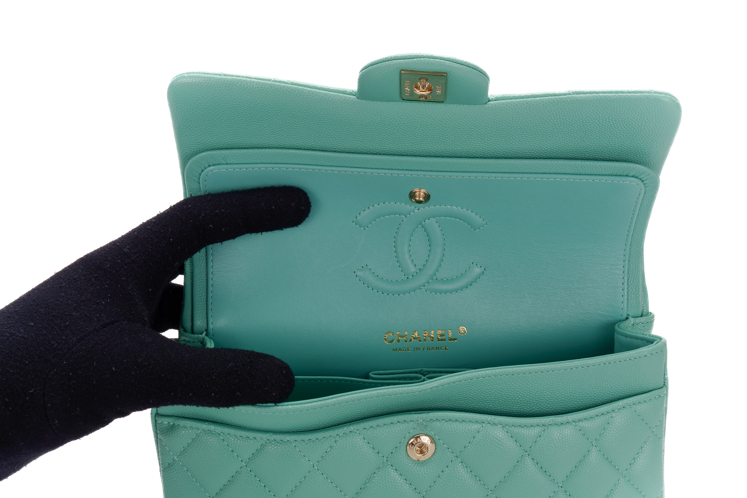 Chanel-Small-Classic-Flap-Mint-Green-Caviar-Light-Gold-Hardware-2603-10