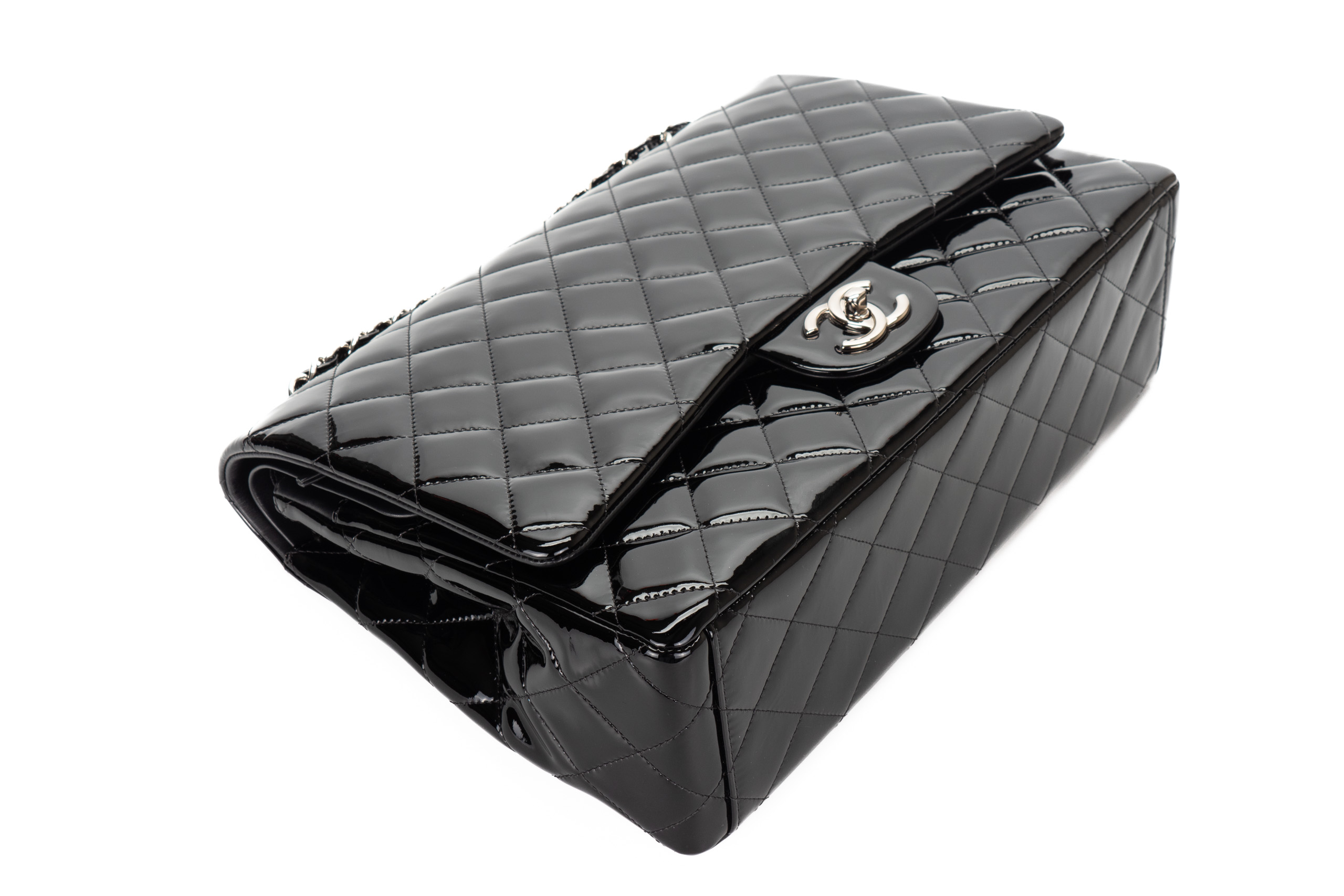 Chanel-Maxi-Classic-Flap-Black-Patent-Silver-Hardware-2805-13