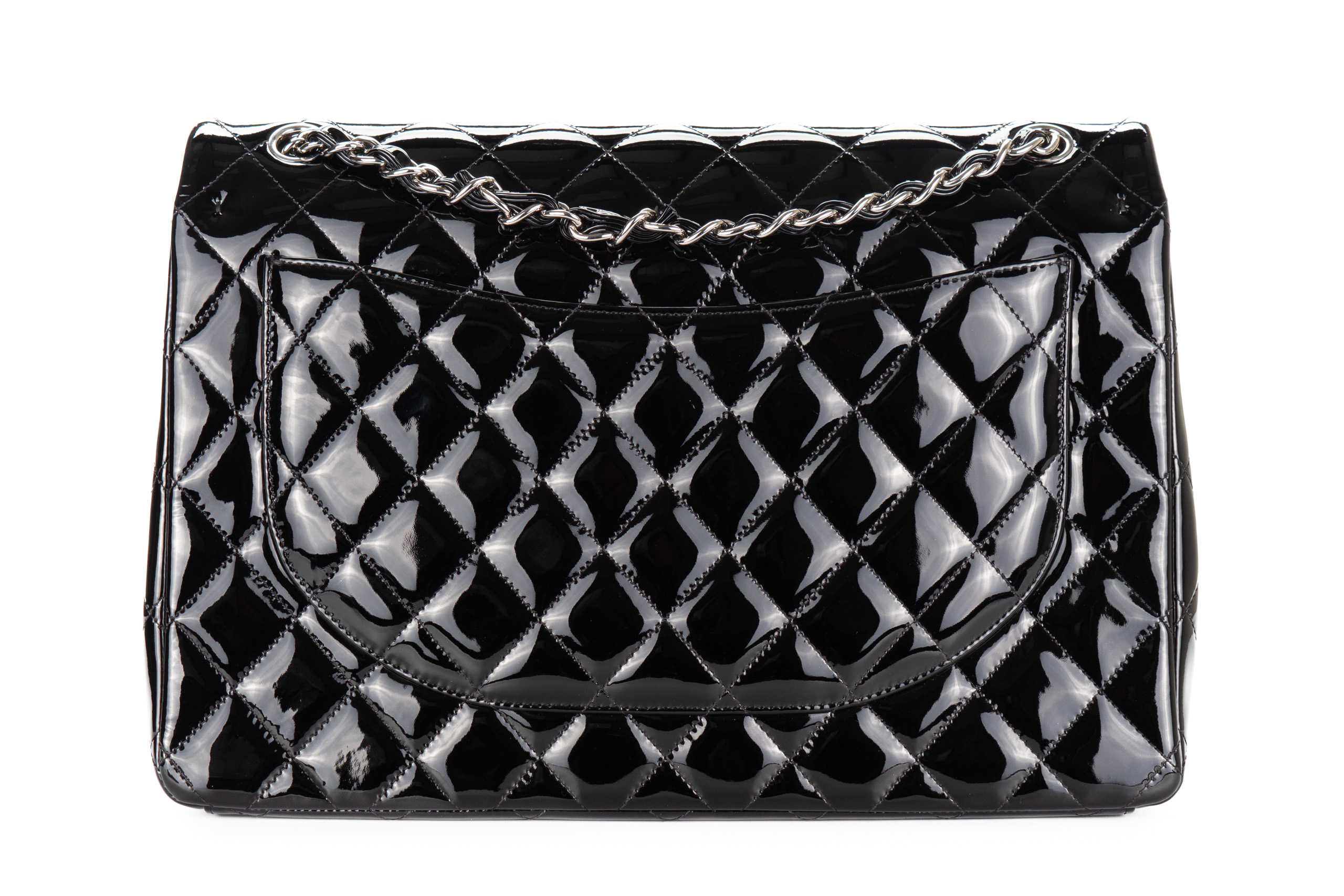 Chanel-Maxi-Classic-Flap-Black-Patent-Silver-Hardware-2805-3