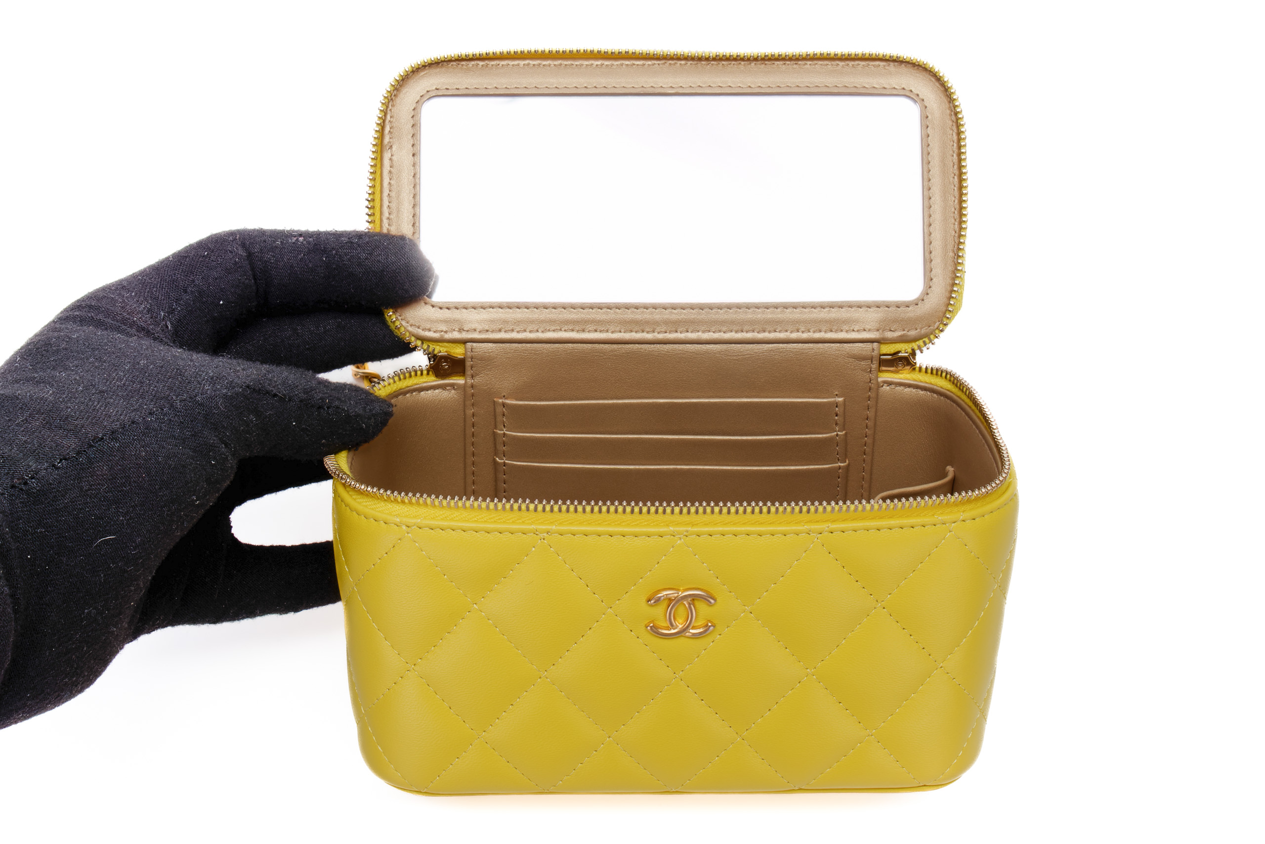 Chanel-Small-Yellow-Caviar-Quilted-Vanity-Crossbody-Gold-Hardware-9