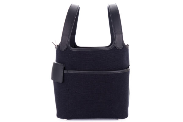 Hermès Picotin Cargo Noir/Noir Toile & Swift Palladium