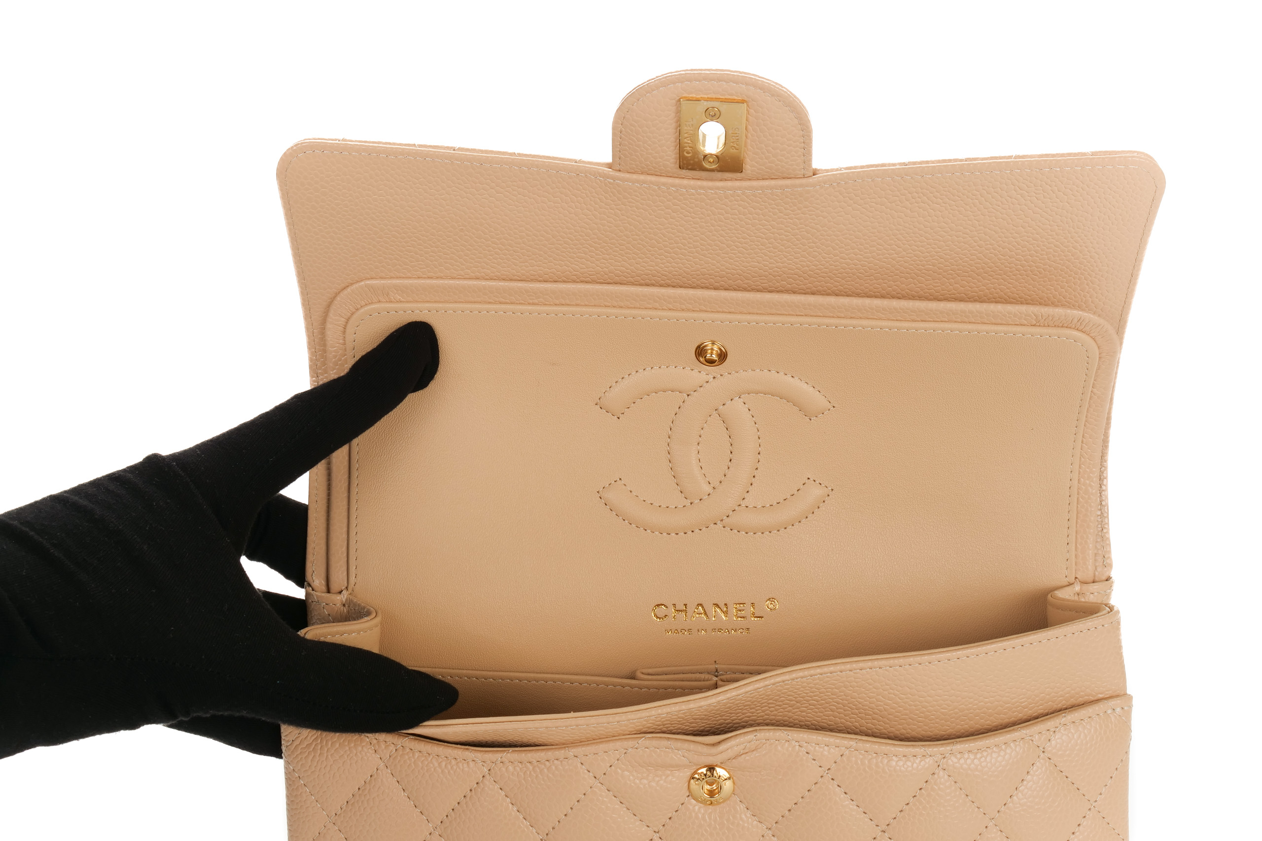 Chanel-Classic-Flap-Medium-Beige-Caviar-Gold-Hardware-2981-10