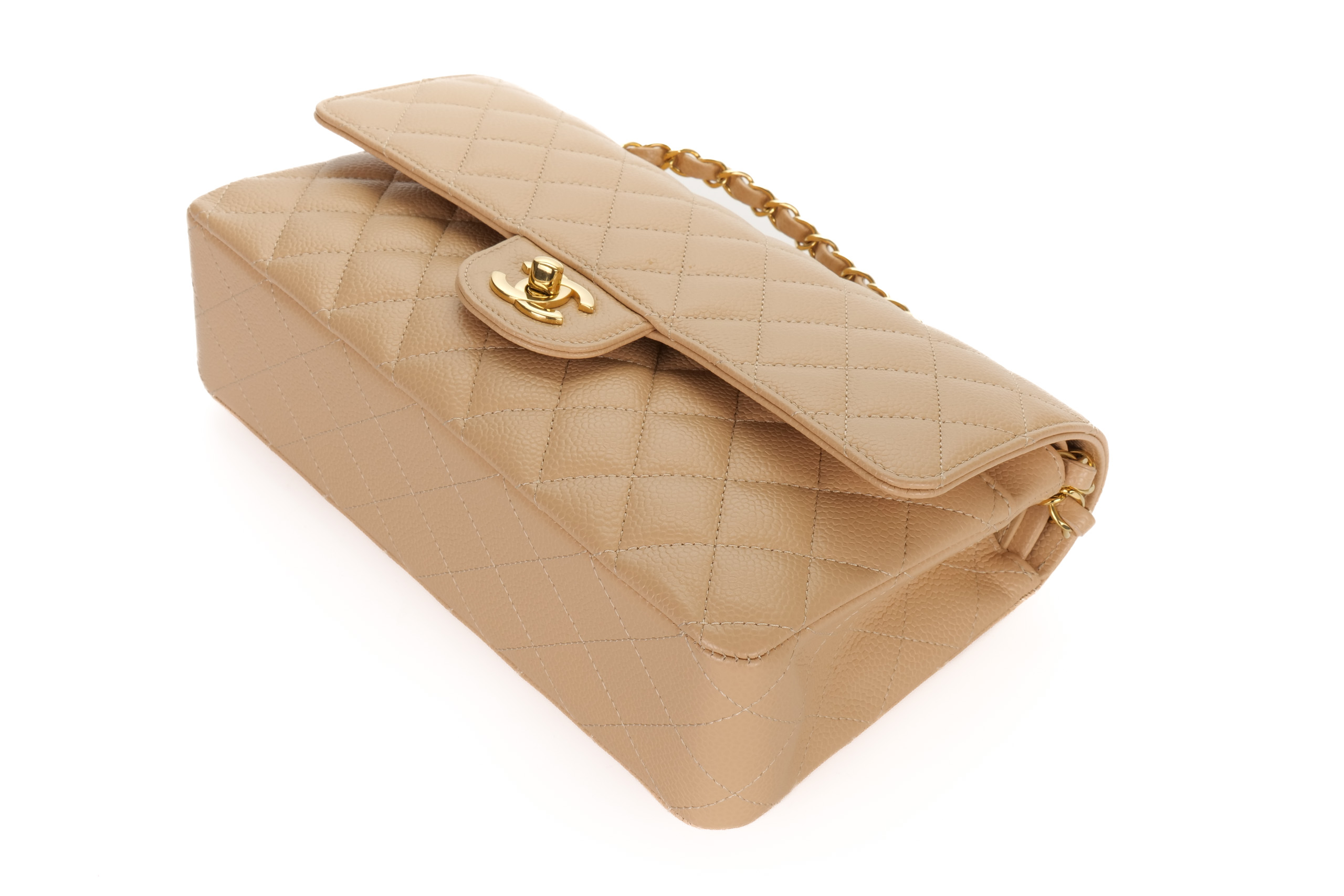 Chanel-Classic-Flap-Medium-Beige-Caviar-Gold-Hardware-2981-13