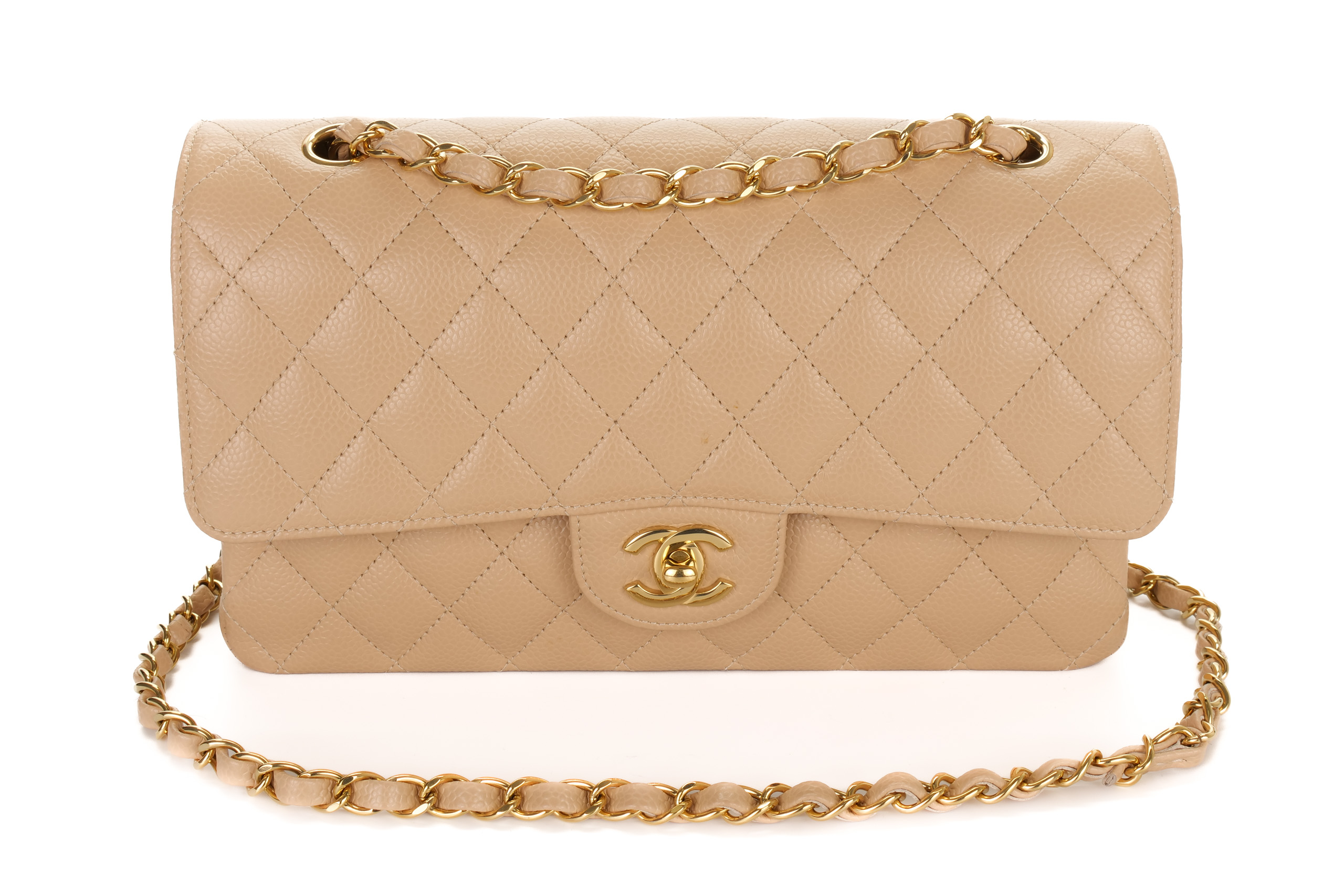 Chanel-Classic-Flap-Medium-Beige-Caviar-Gold-Hardware-2981-8