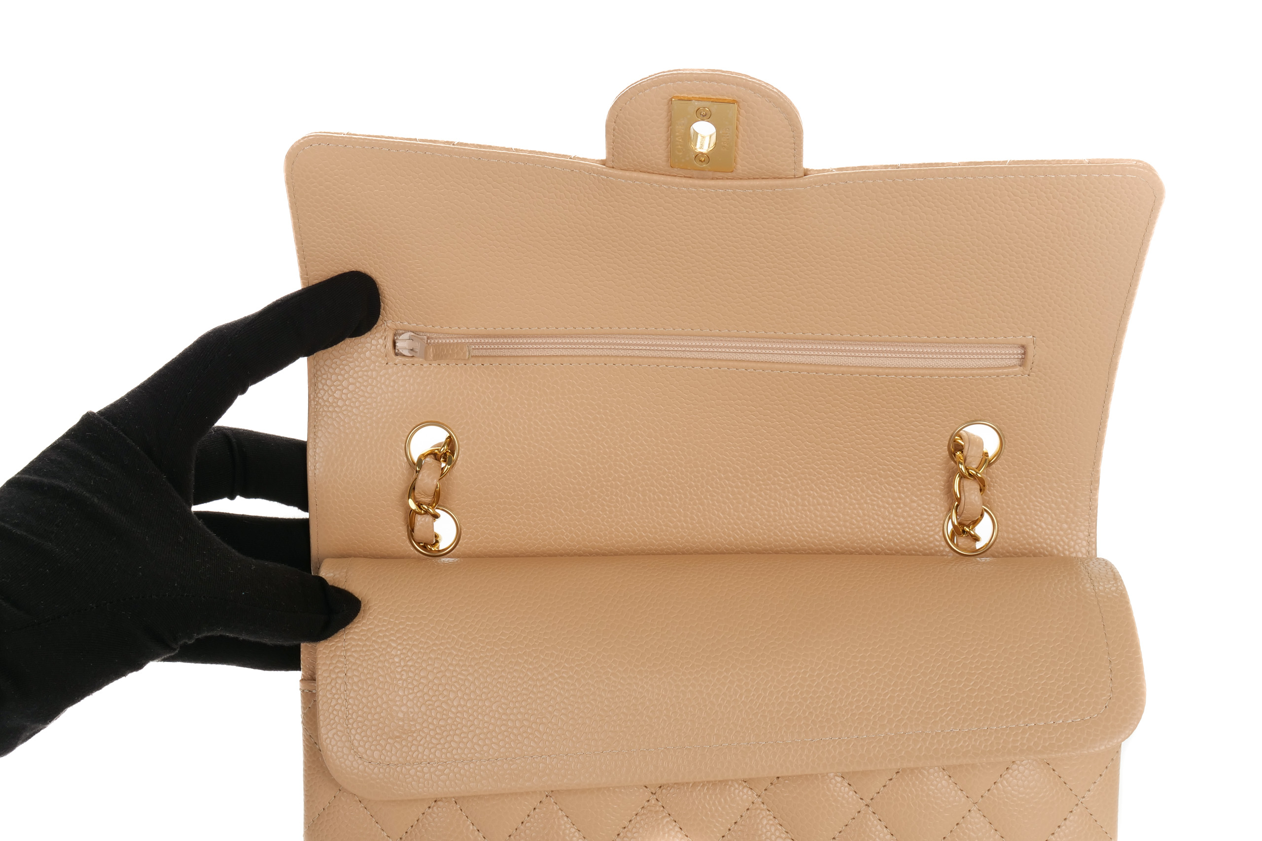 Chanel-Classic-Flap-Medium-Beige-Caviar-Gold-Hardware-2981-9