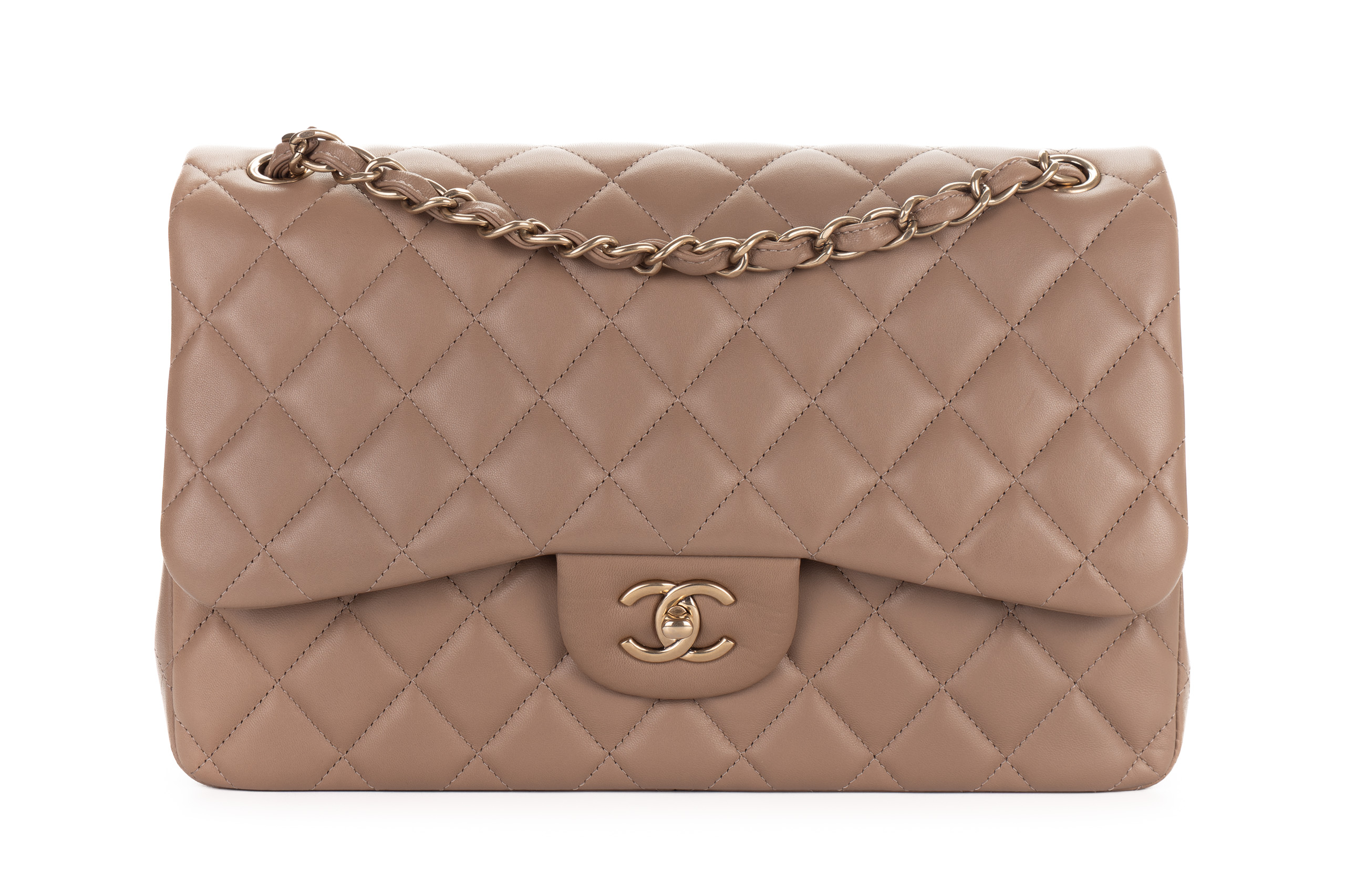 Chanel-Jumbo-Classic-Flap-Dark-Beige-Lambskin-Gold-Hardware-1