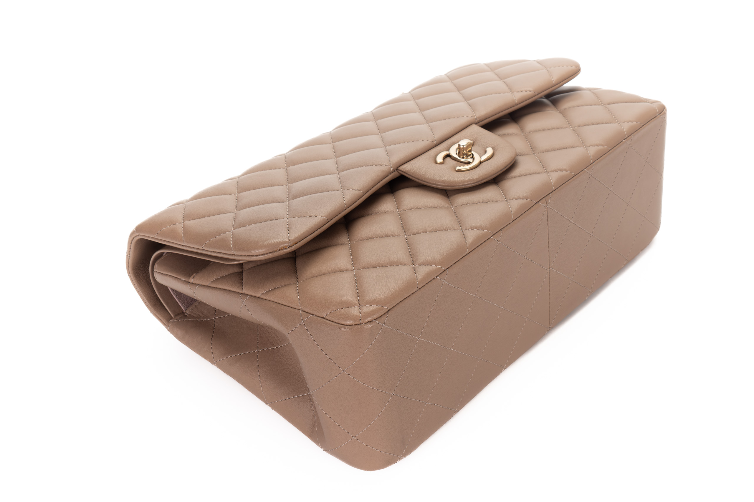 Chanel-Jumbo-Classic-Flap-Dark-Beige-Lambskin-Gold-Hardware-12