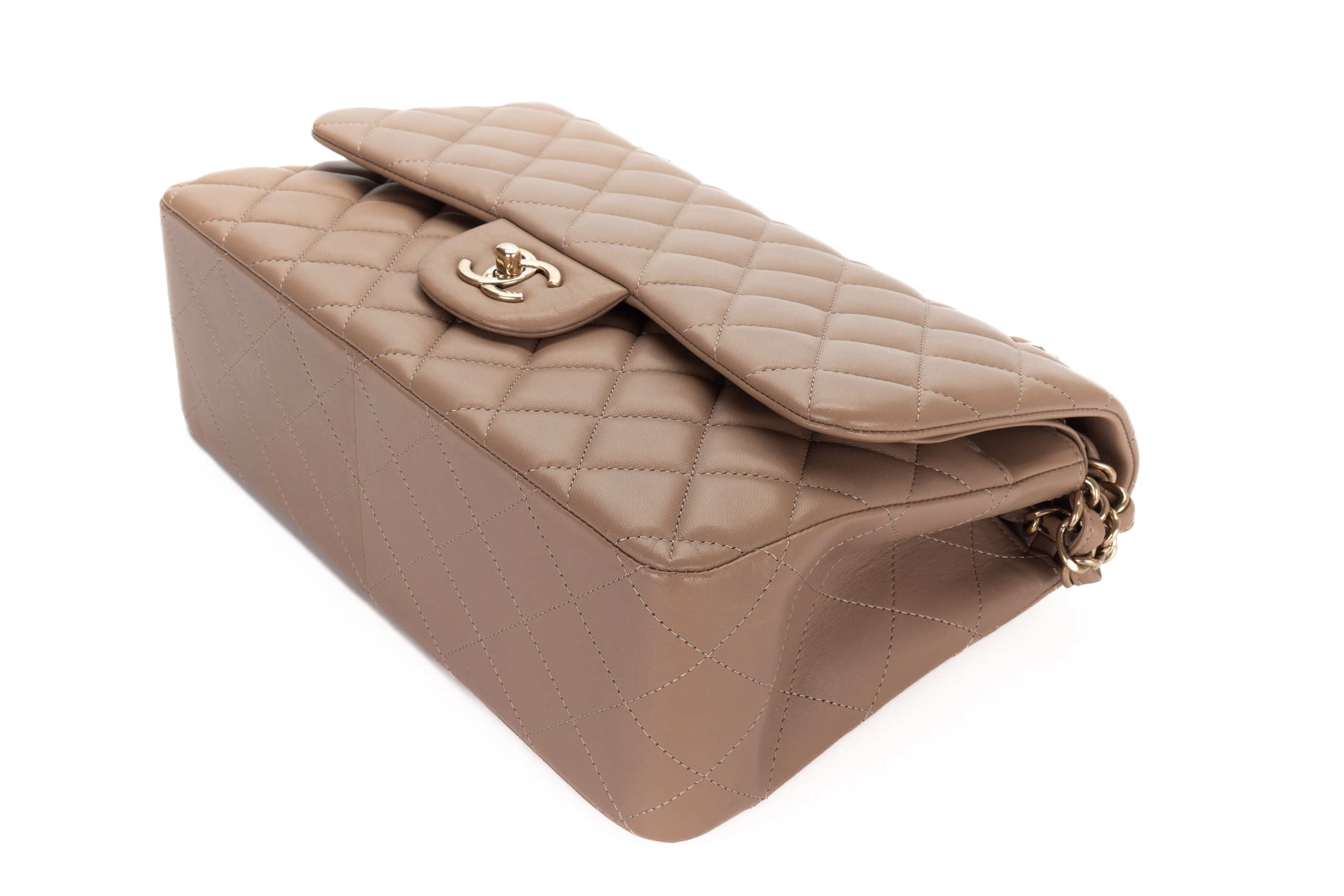 Chanel-Jumbo-Classic-Flap-Dark-Beige-Lambskin-Gold-Hardware-13