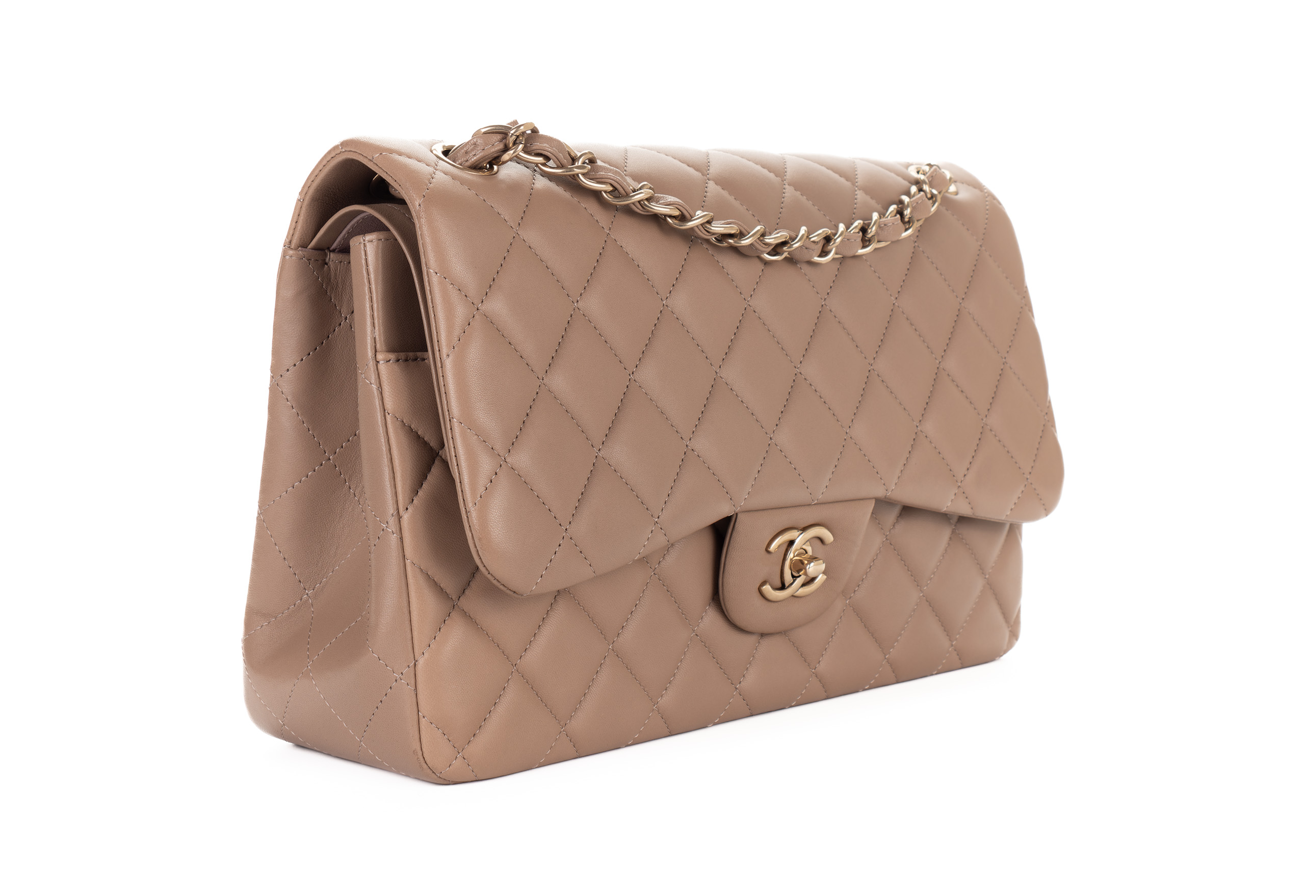 Chanel-Jumbo-Classic-Flap-Dark-Beige-Lambskin-Gold-Hardware-2