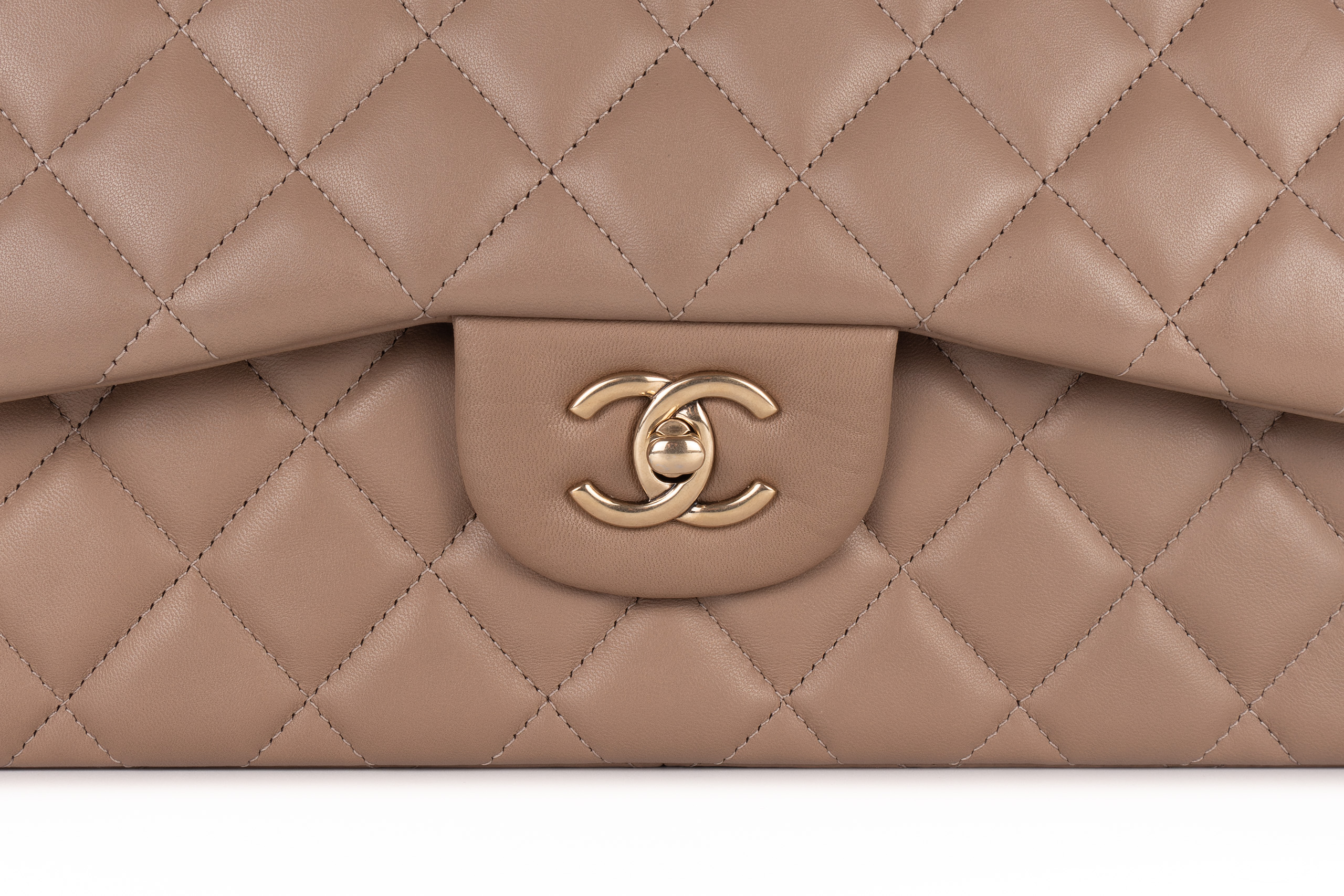 Chanel-Jumbo-Classic-Flap-Dark-Beige-Lambskin-Gold-Hardware-7