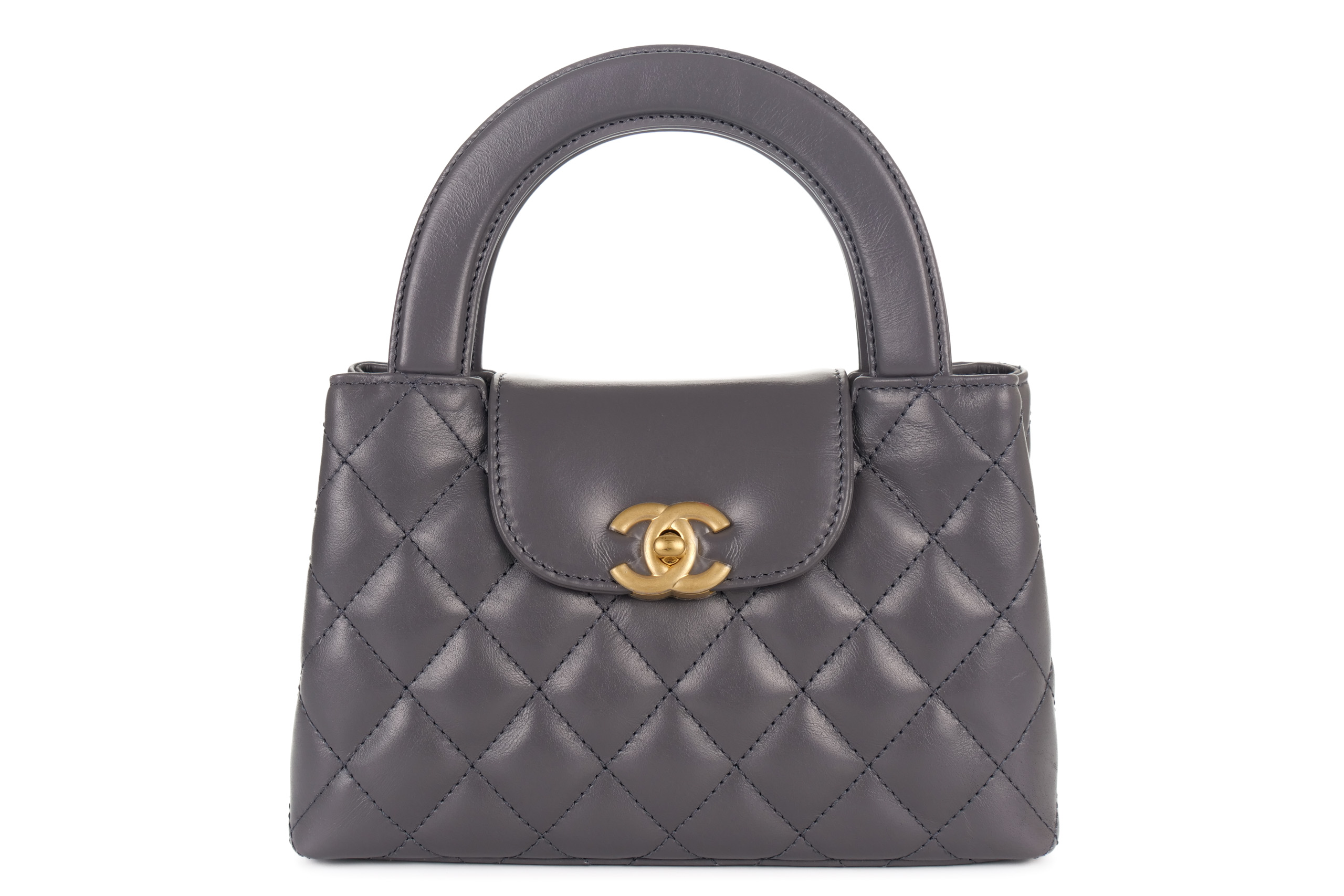 Chanel-Kelly-Tote-Small-Grey-Lambskin-Gold-Hardware-2984-1