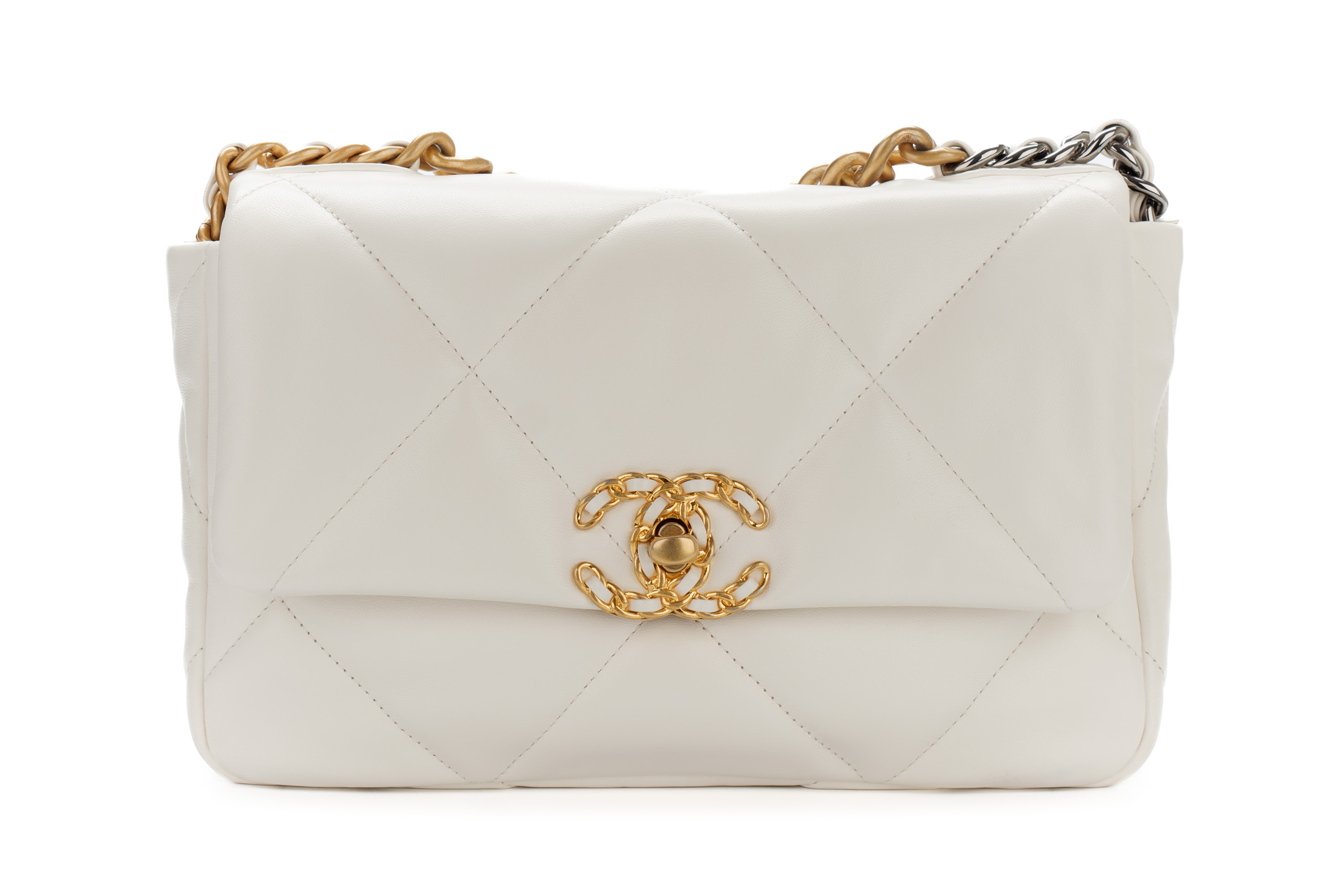 Chanel-19-Medium-White-Goatskin-Mixed-Gold-Hardware-1