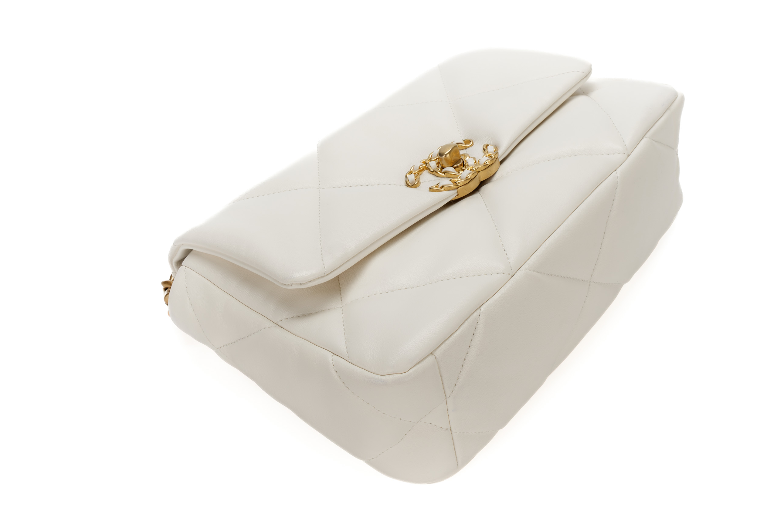 Chanel-19-Medium-White-Goatskin-Mixed-Gold-Hardware-11