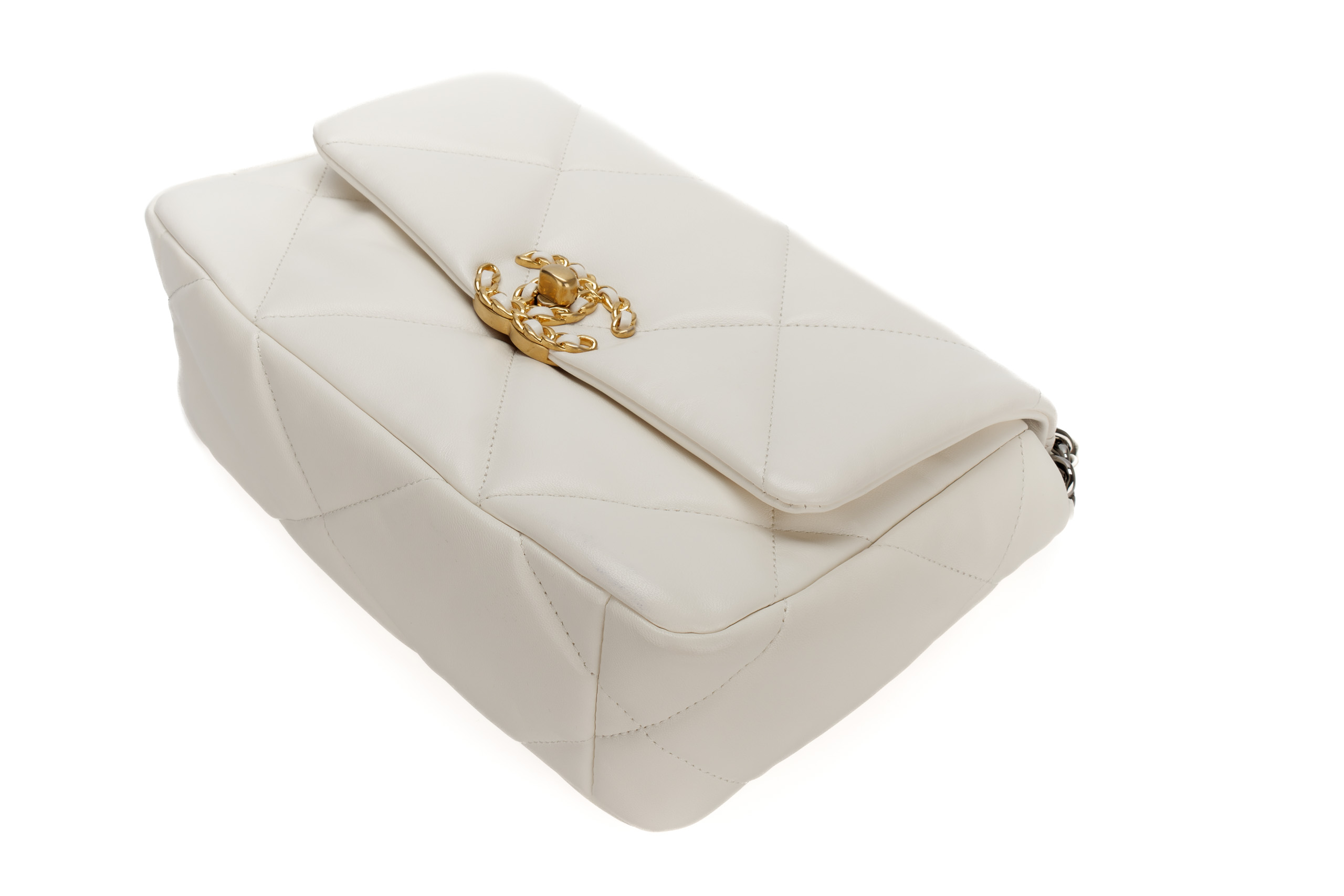 Chanel-19-Medium-White-Goatskin-Mixed-Gold-Hardware-12