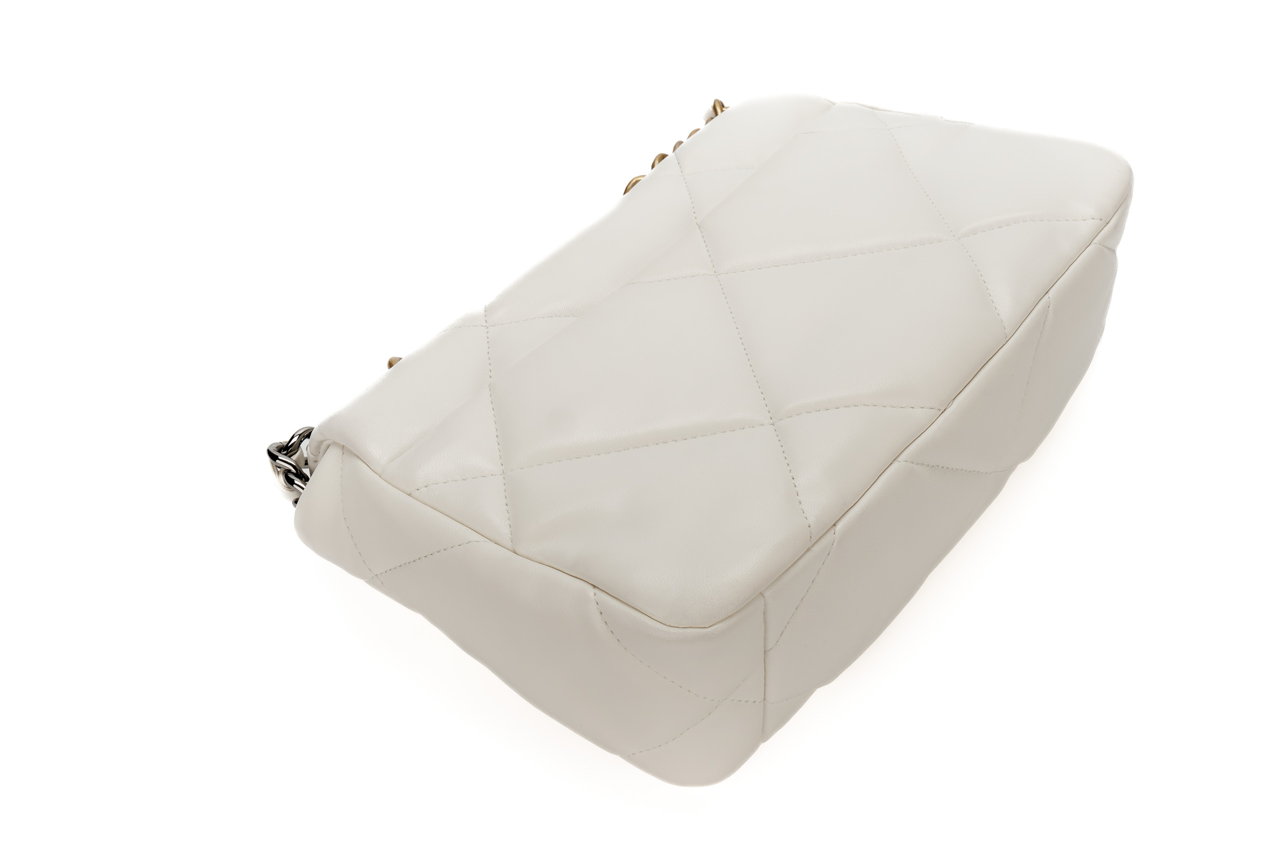 Chanel-19-Medium-White-Goatskin-Mixed-Gold-Hardware-13