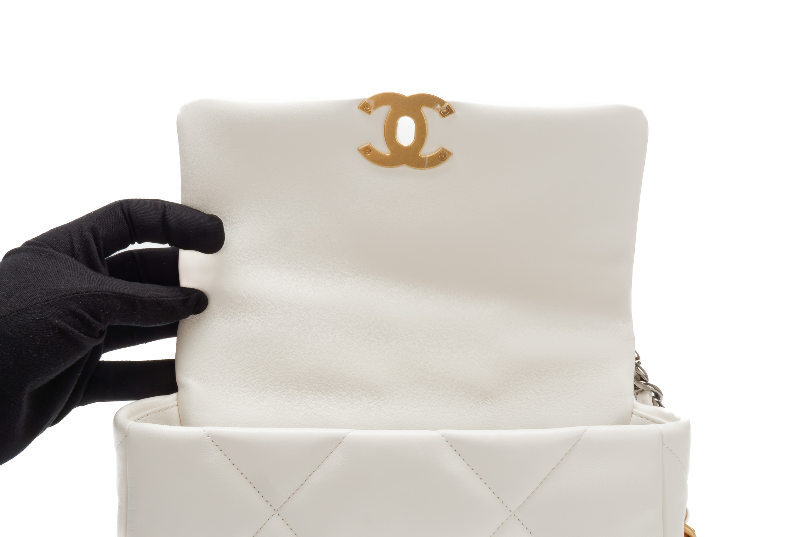 Chanel-19-Medium-White-Goatskin-Mixed-Gold-Hardware-9