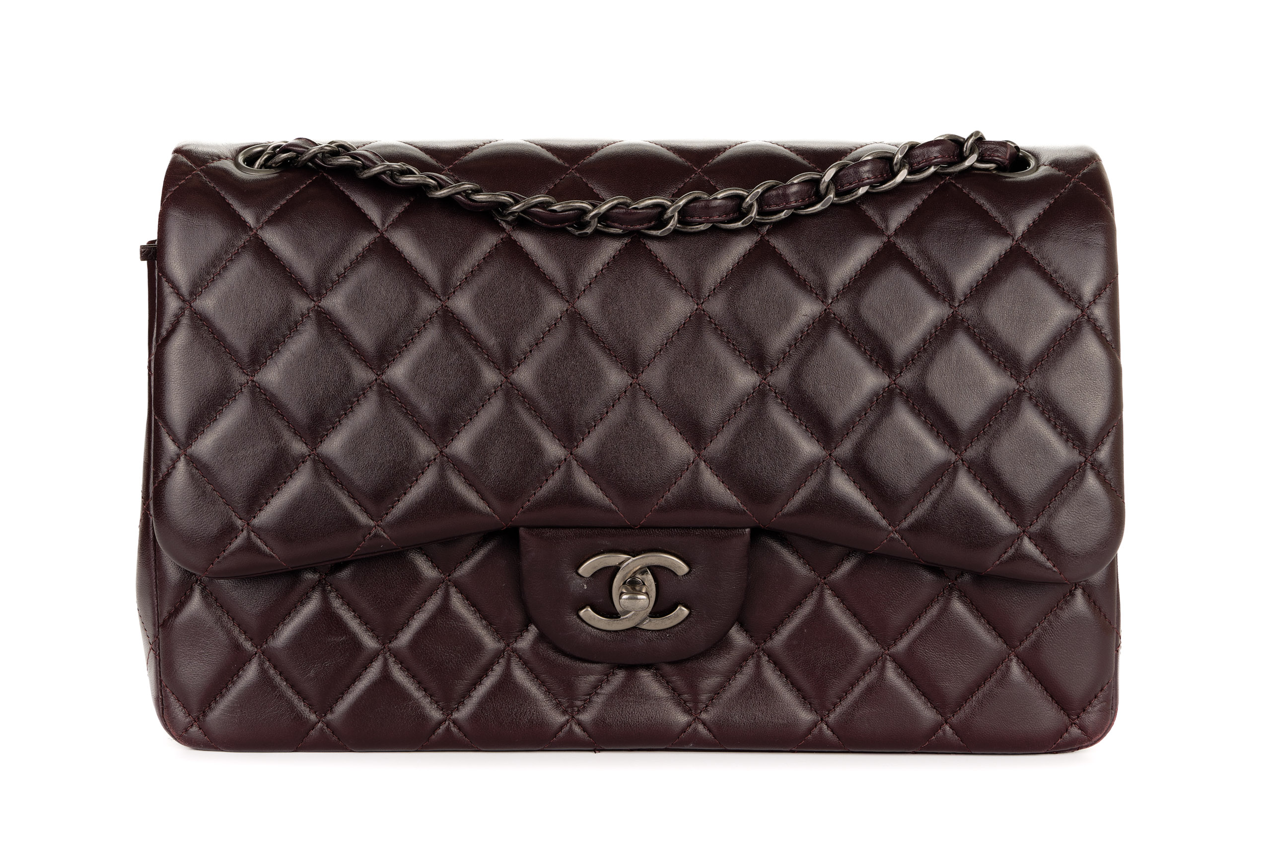 Chanel-Classic-Double-Flap-Jumbo-Eggplant-Lambskin-Silver-Hardware-1