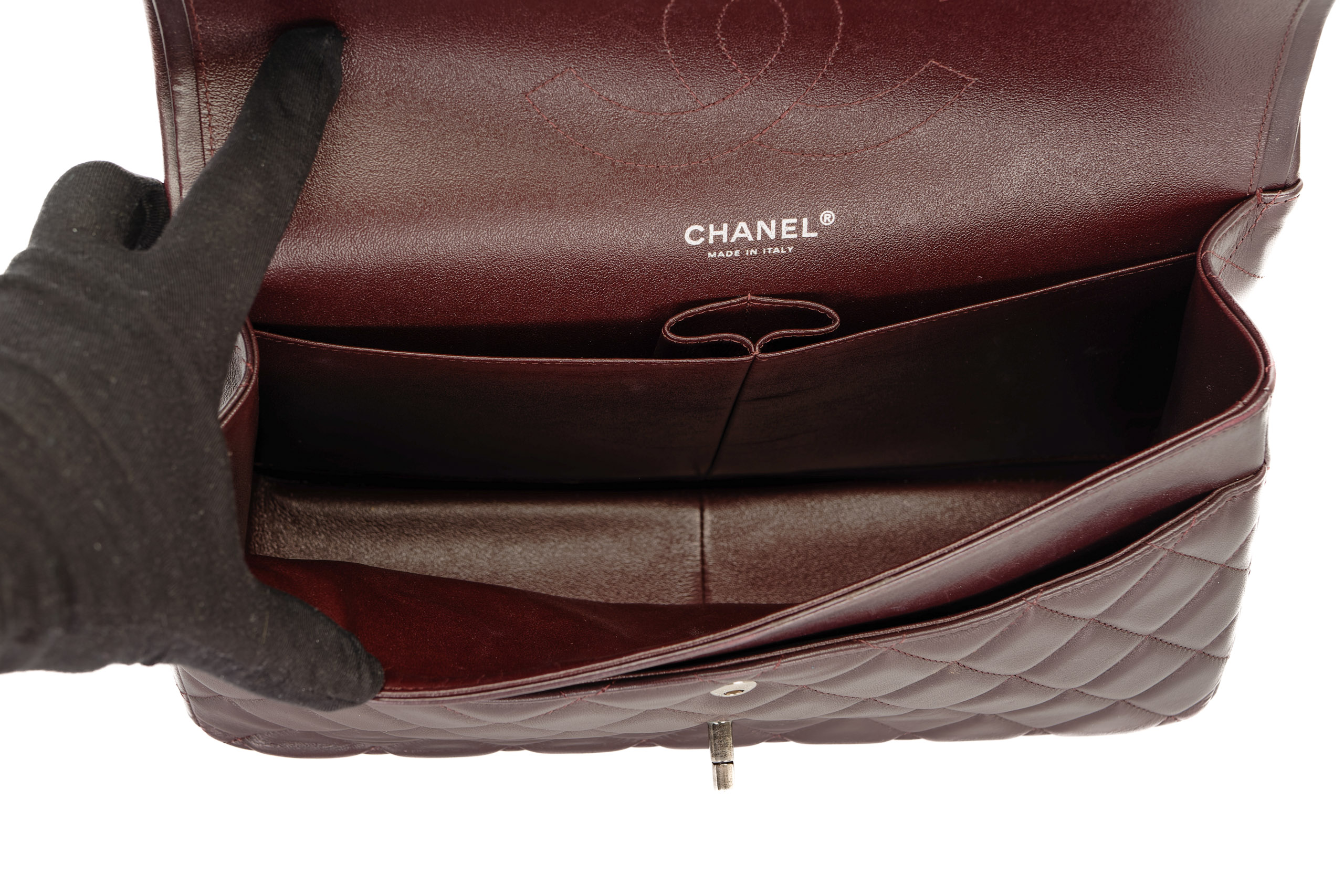 Chanel-Classic-Double-Flap-Jumbo-Eggplant-Lambskin-Silver-Hardware-11