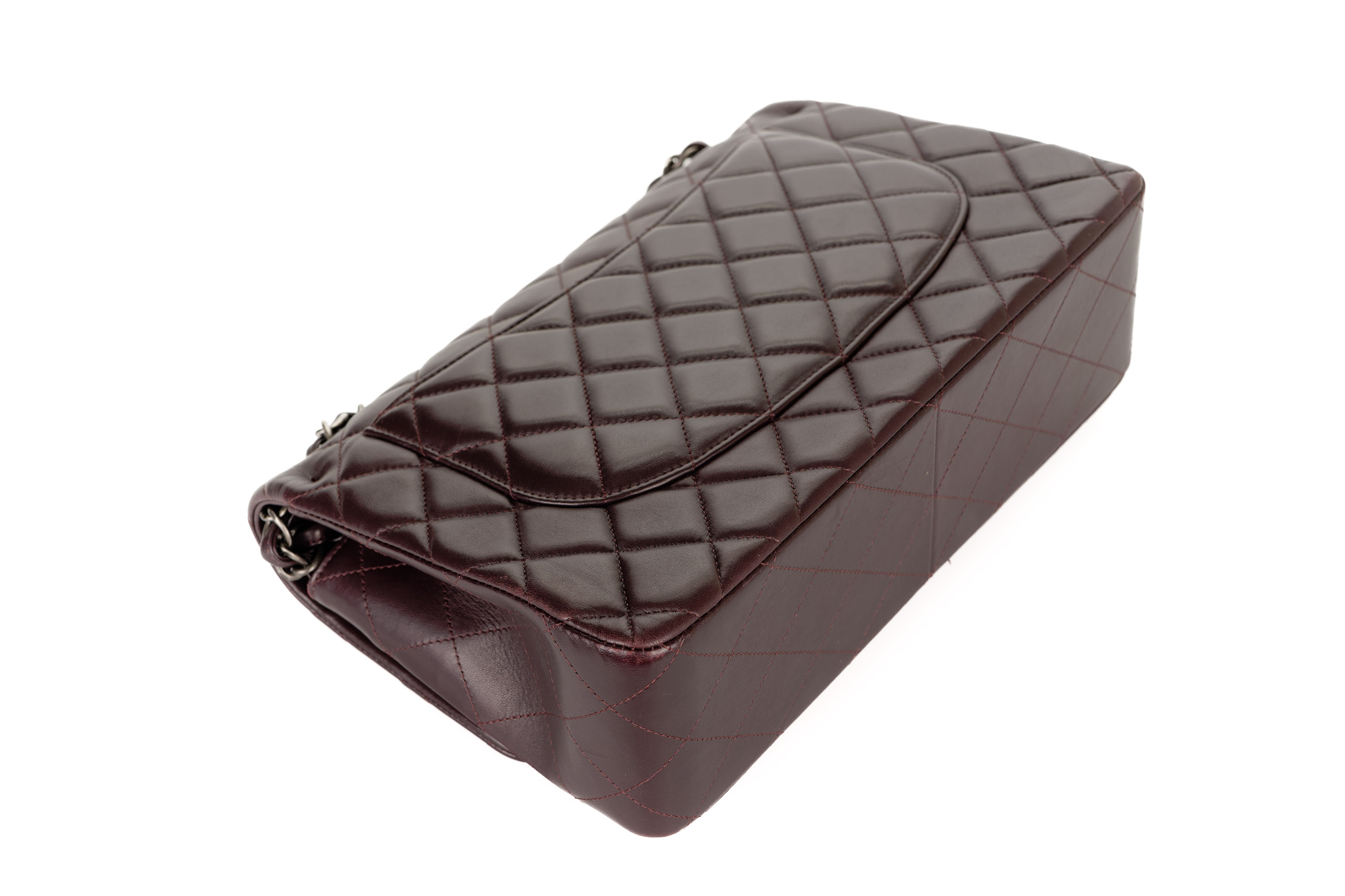 Chanel-Classic-Double-Flap-Jumbo-Eggplant-Lambskin-Silver-Hardware-15