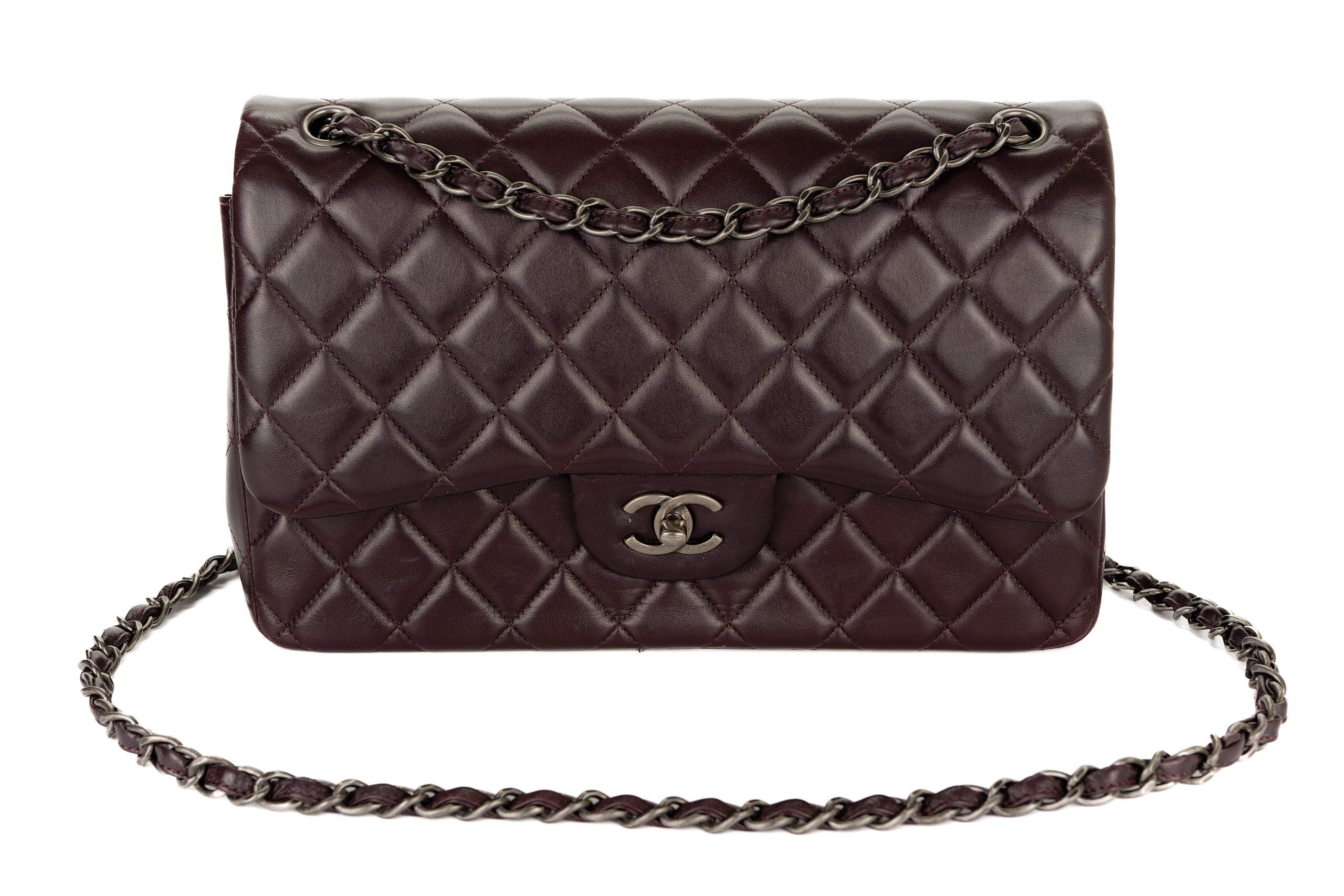 Chanel-Classic-Double-Flap-Jumbo-Eggplant-Lambskin-Silver-Hardware-8