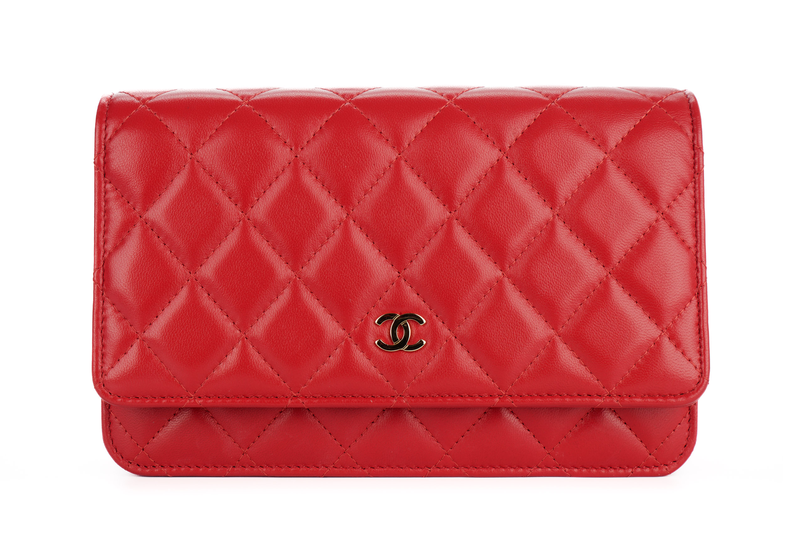 CHANEL Authentic Cambon Lambskin Bifold selling Quilted Wallet in Red / Silver Hardware