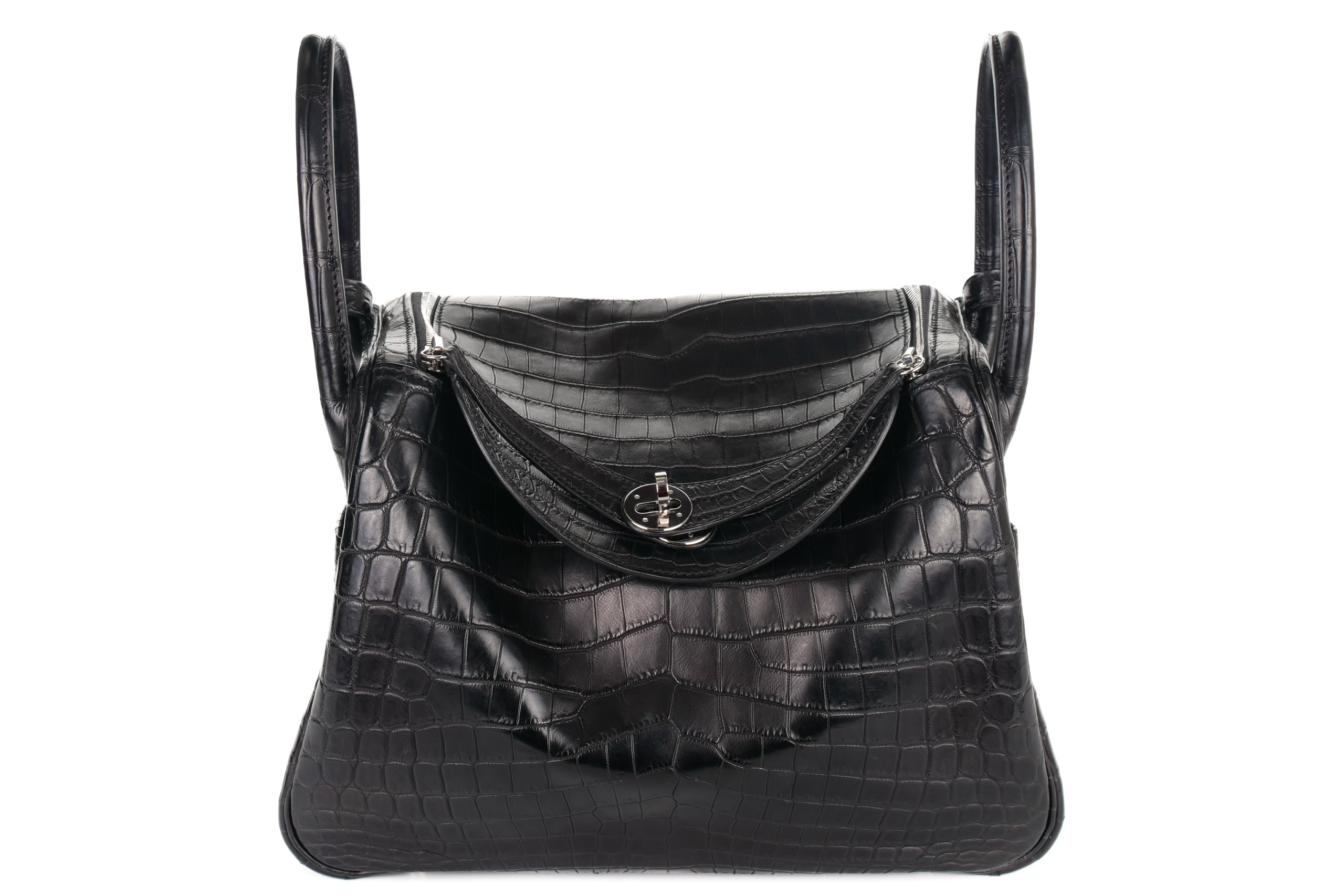 Hermes Lindy 30 Crocodile Niloticus Noir Palladium Hardware Luxury Shopping