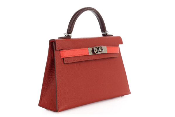 Hermès Mini Kelly Tri-Color Rouge Venetian Rouge Sellier Rose