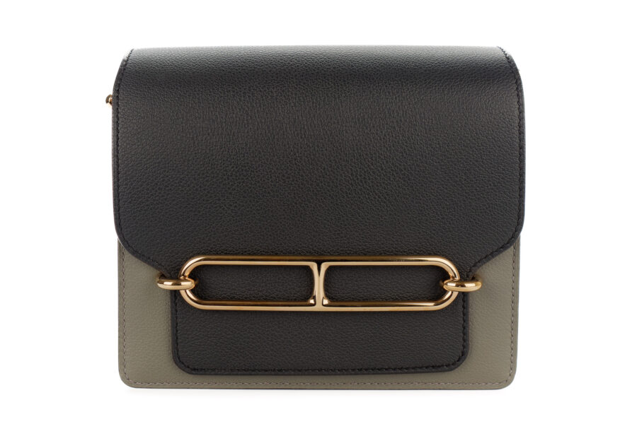 Hermès Roulis Mini Bi-colour Noir/ Gris Meyer Evercolor Gold