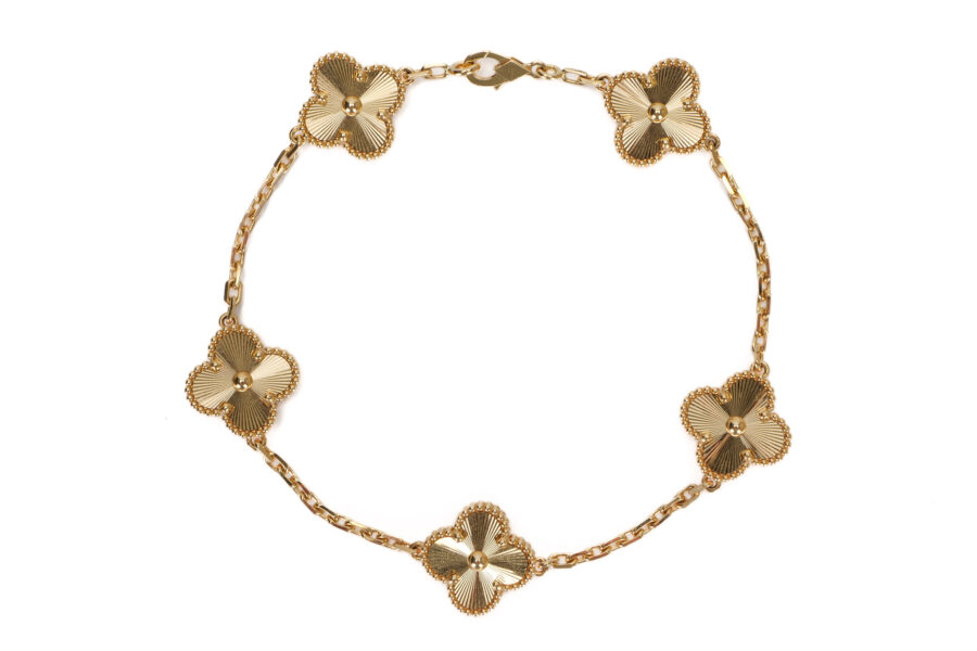 Van Cleef Arpels Vintage Alhambra Guilloche Yellow Gold Motif