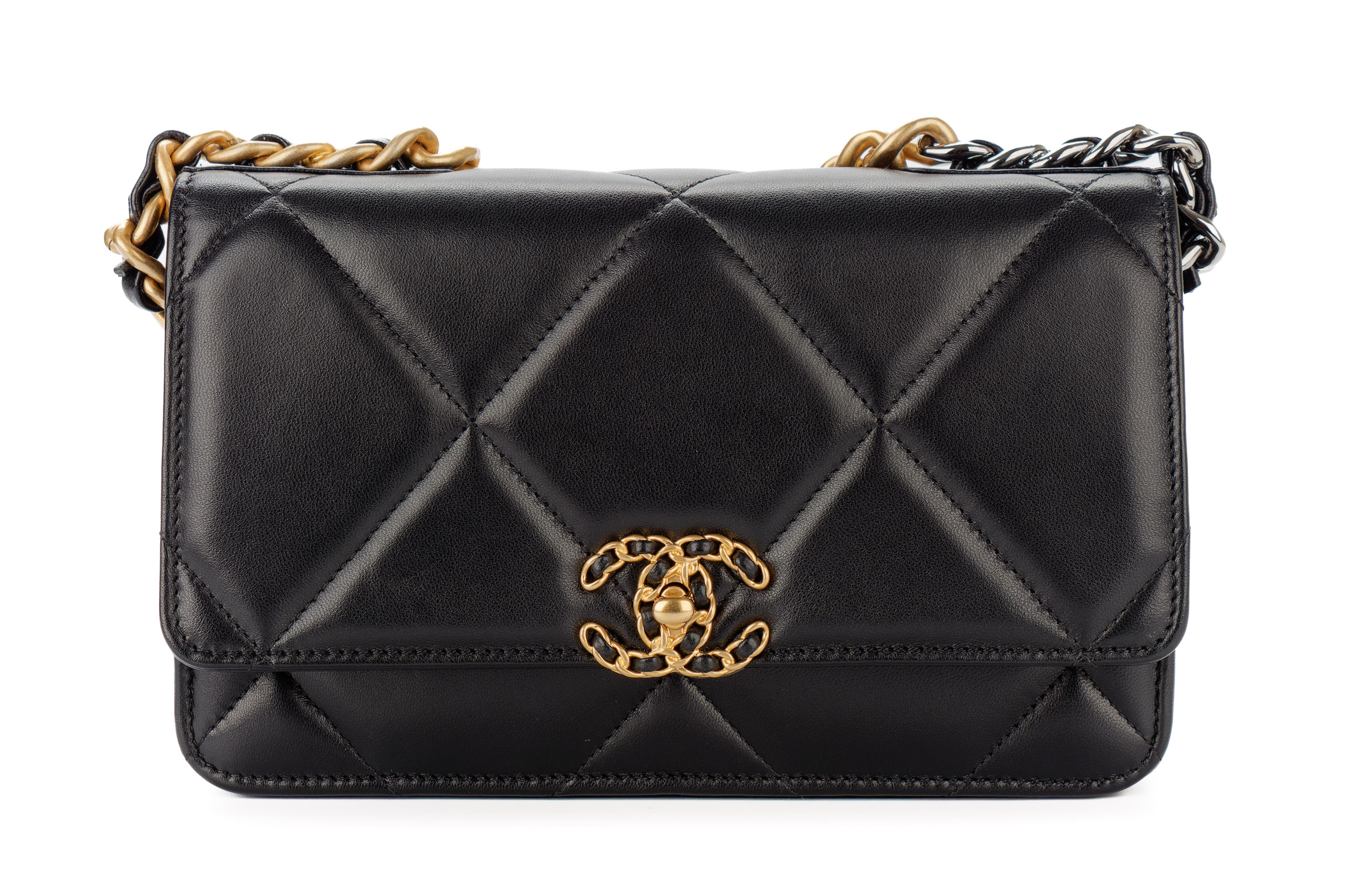 Chanel-19-Wallet-on-Chain-Black-Lambskin-Mixed-Gold-Hardware-2024-1