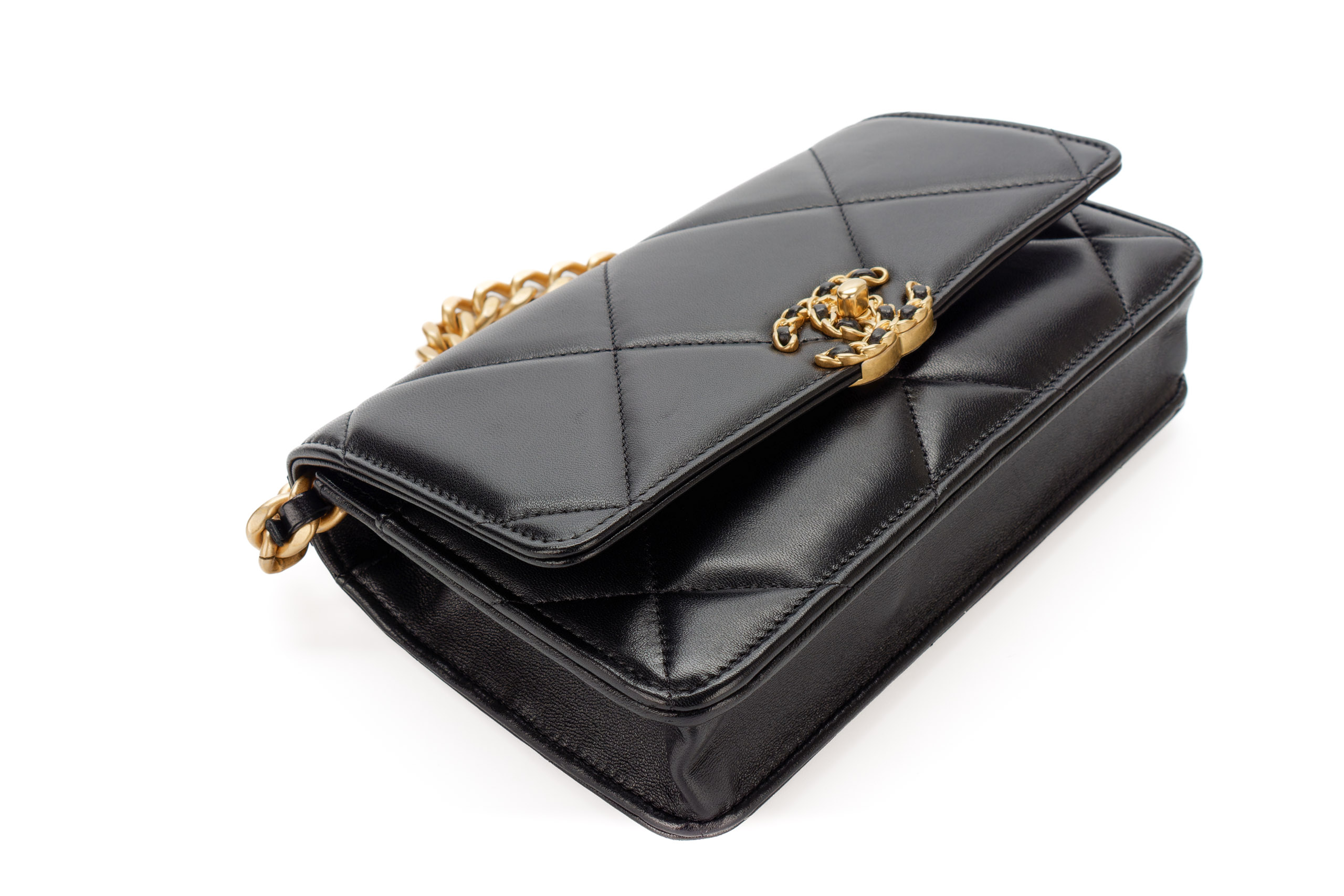 Chanel-19-Wallet-on-Chain-Black-Lambskin-Mixed-Gold-Hardware-2024-11