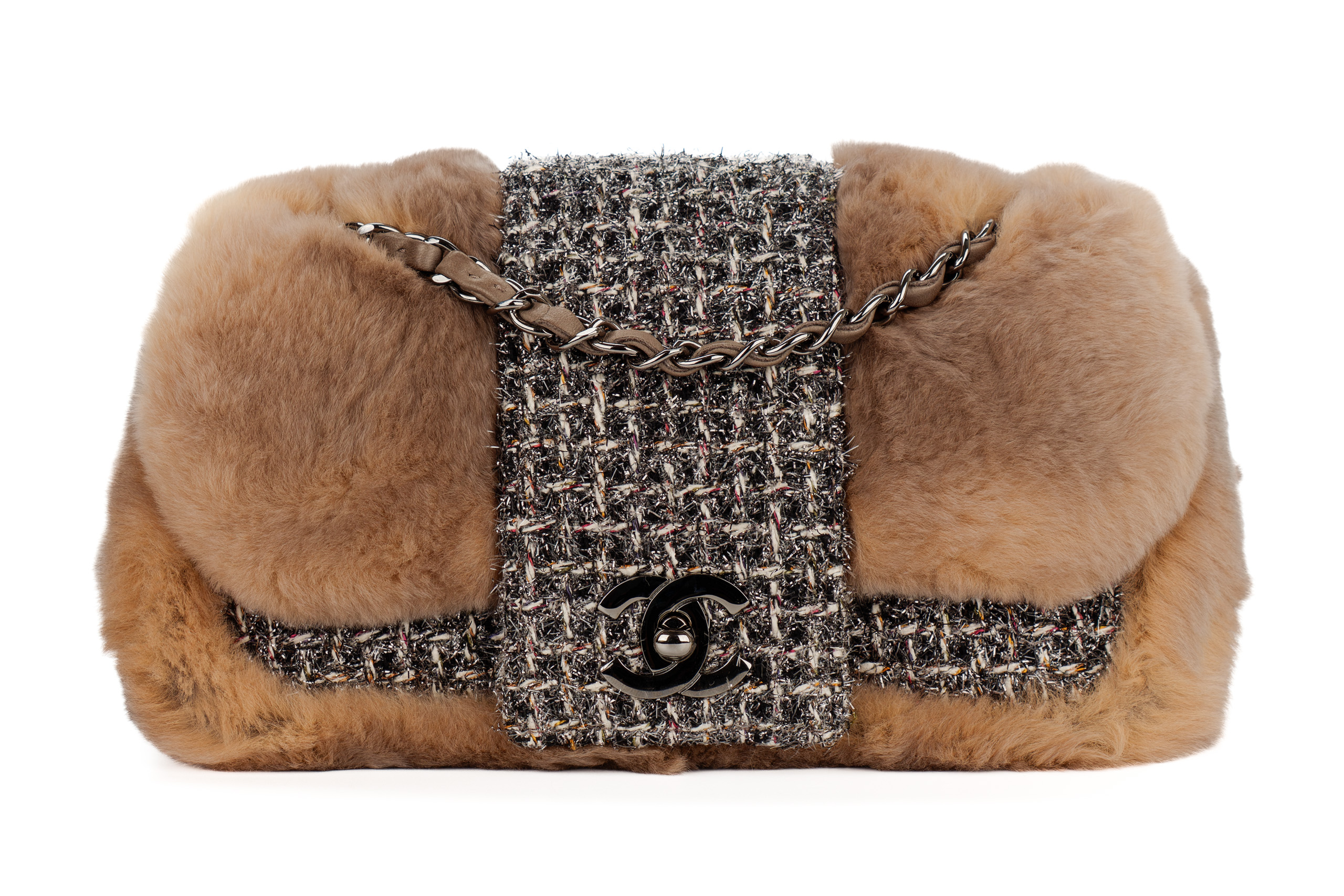 Chanel-Mink-Fur-Flap-Tweed-Shoulder-Bag-Silver-Hardware-2006-1