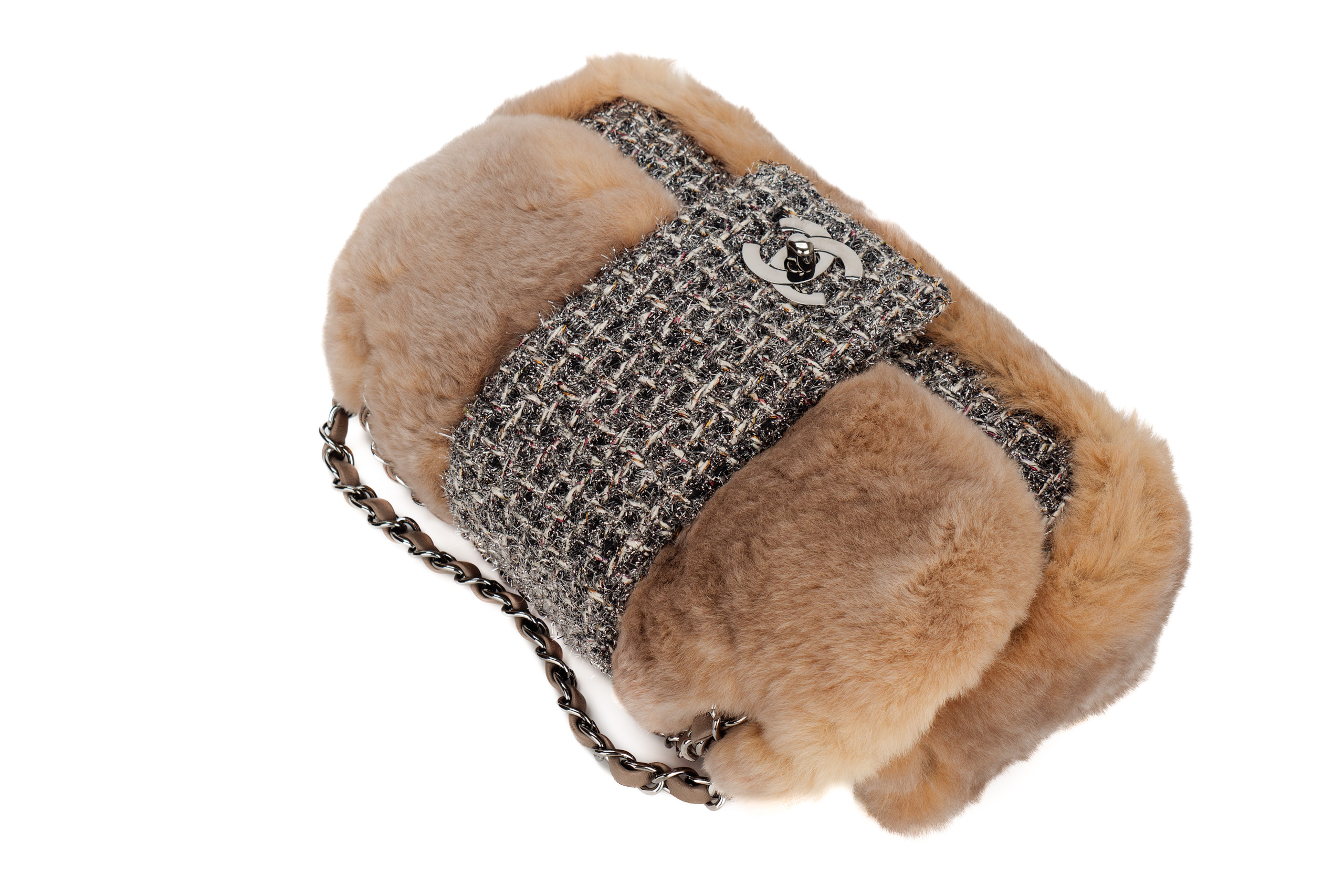 Chanel-Mink-Fur-Flap-Tweed-Shoulder-Bag-Silver-Hardware-2006-12