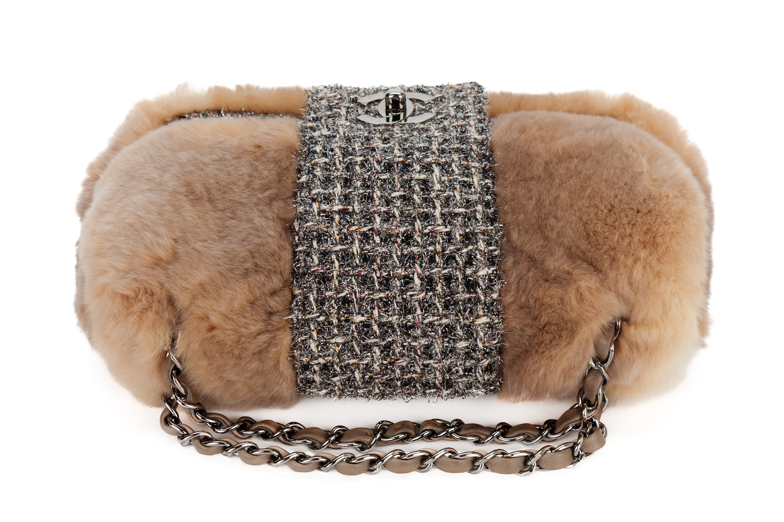 Chanel-Mink-Fur-Flap-Tweed-Shoulder-Bag-Silver-Hardware-2006-13