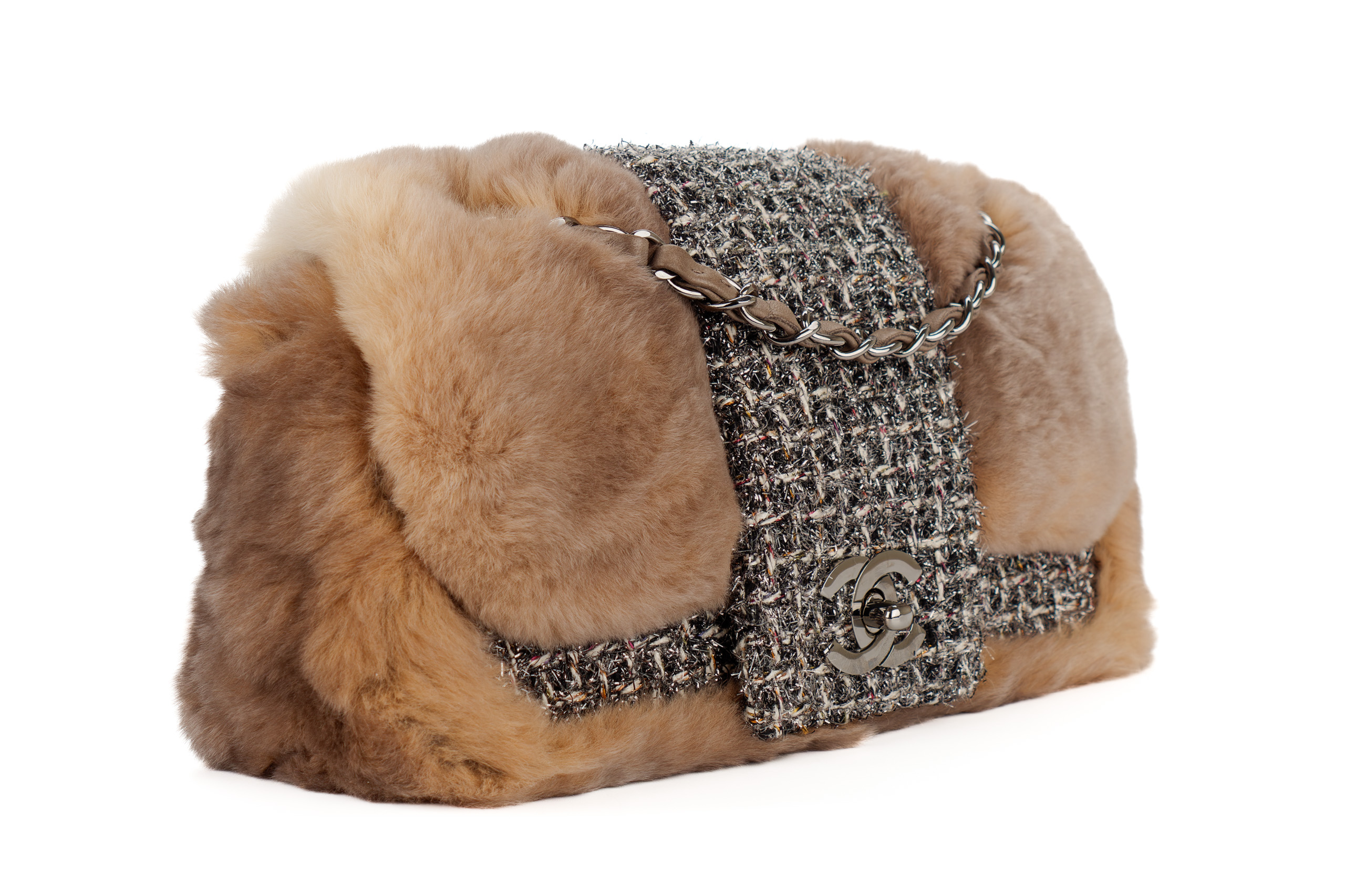 Chanel-Mink-Fur-Flap-Tweed-Shoulder-Bag-Silver-Hardware-2006-2