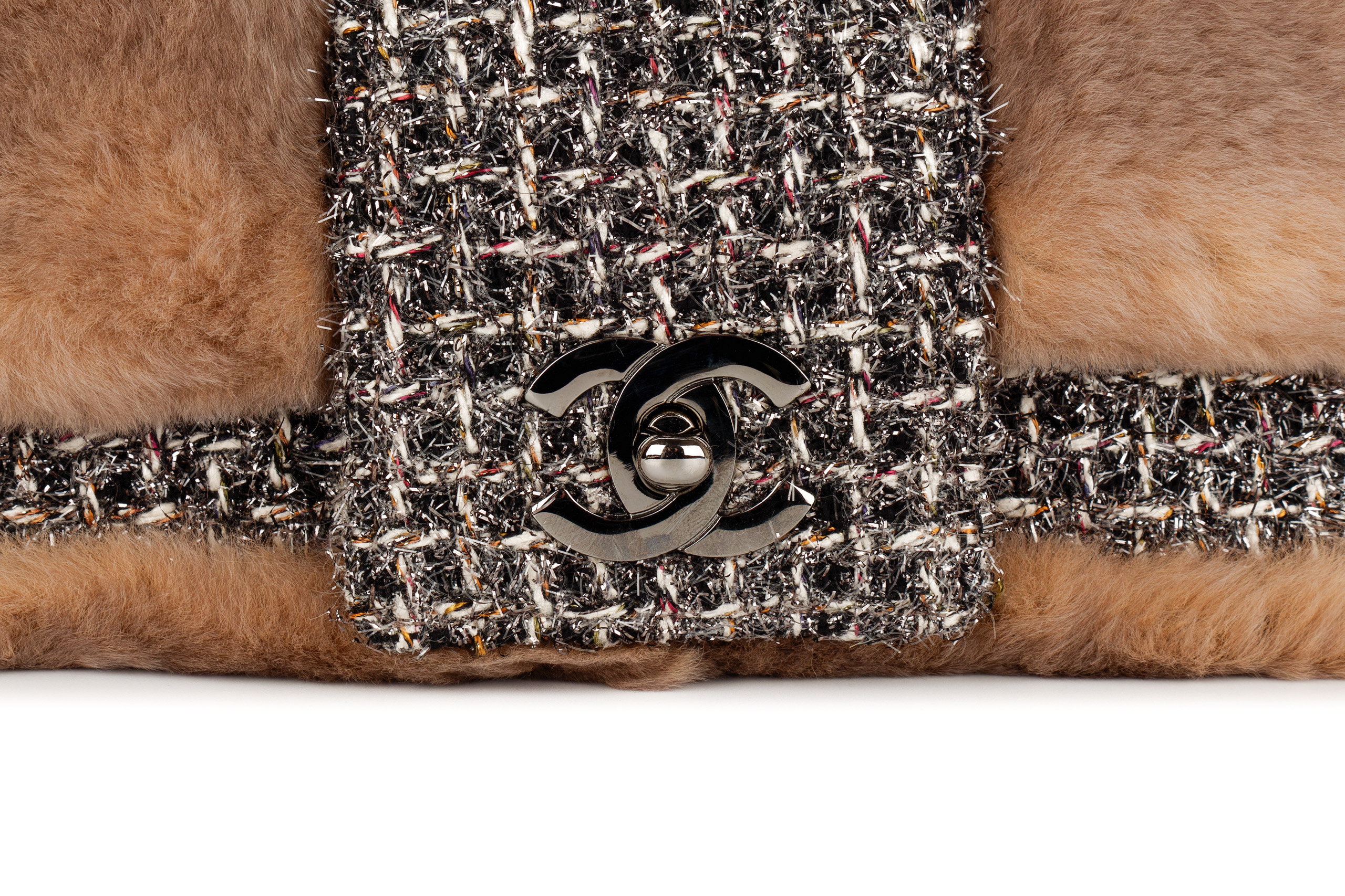 Chanel-Mink-Fur-Flap-Tweed-Shoulder-Bag-Silver-Hardware-2006-7