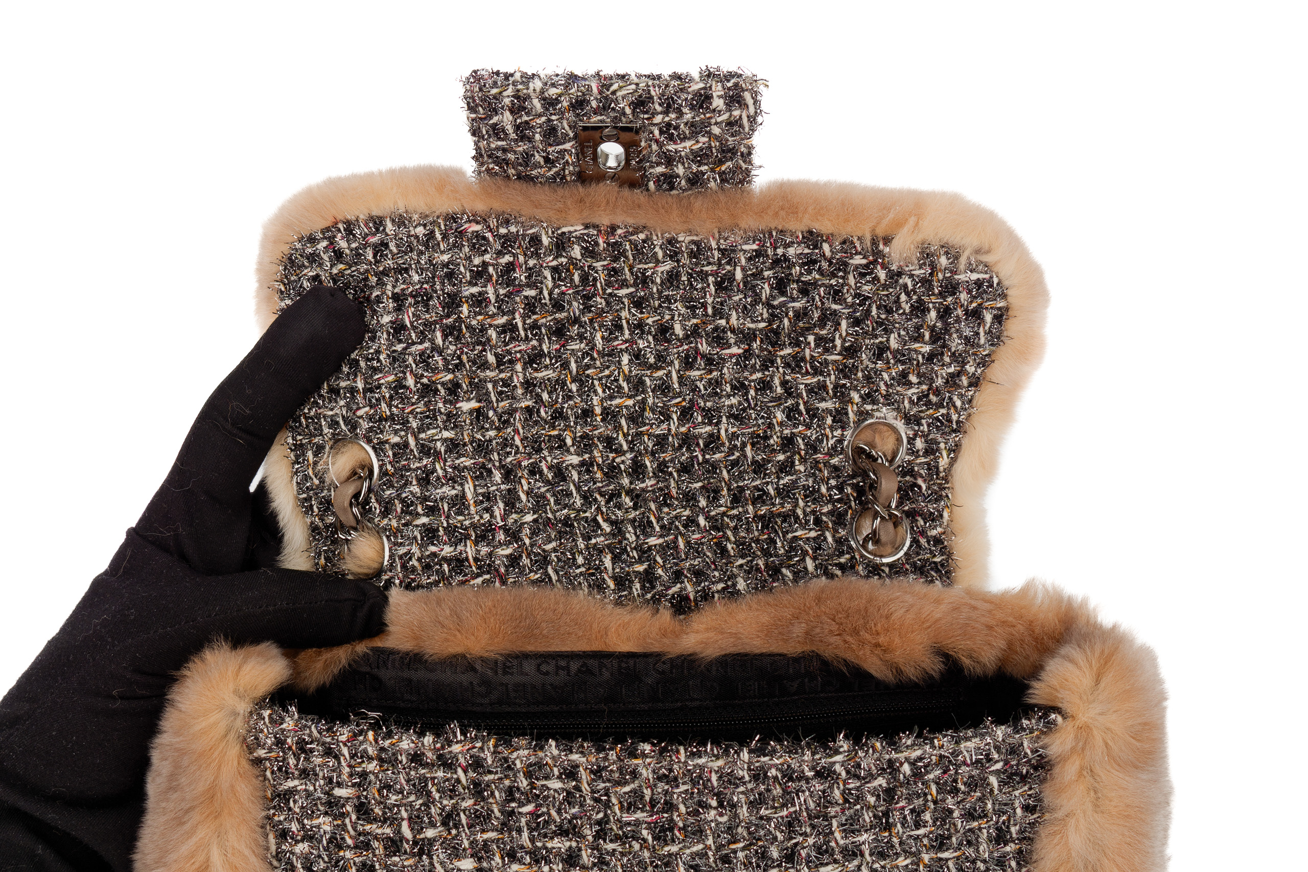 Chanel-Mink-Fur-Flap-Tweed-Shoulder-Bag-Silver-Hardware-2006-9