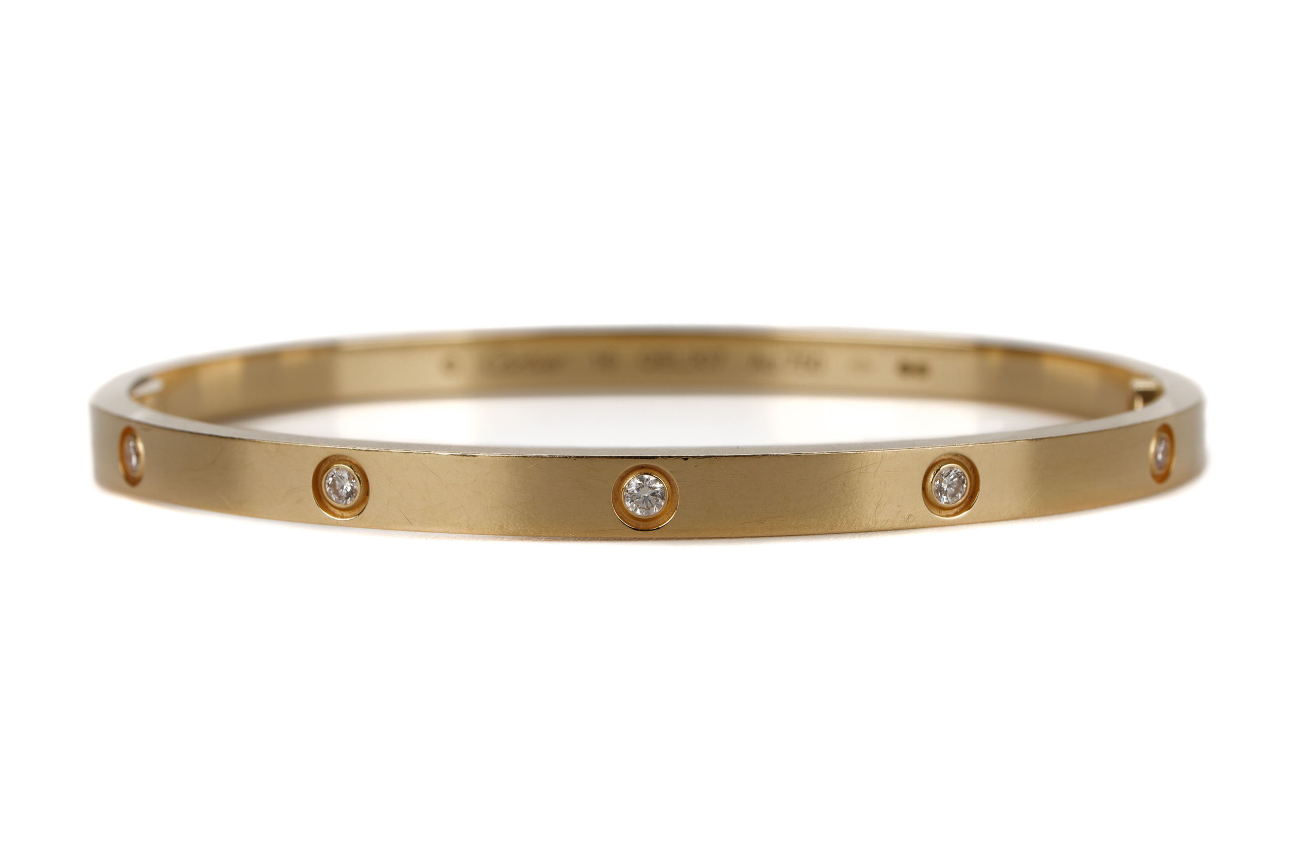 Cartier Slim Love Bracelet Yellow Gold 10 Diamonds Bracelet 16 Luxury Shopping