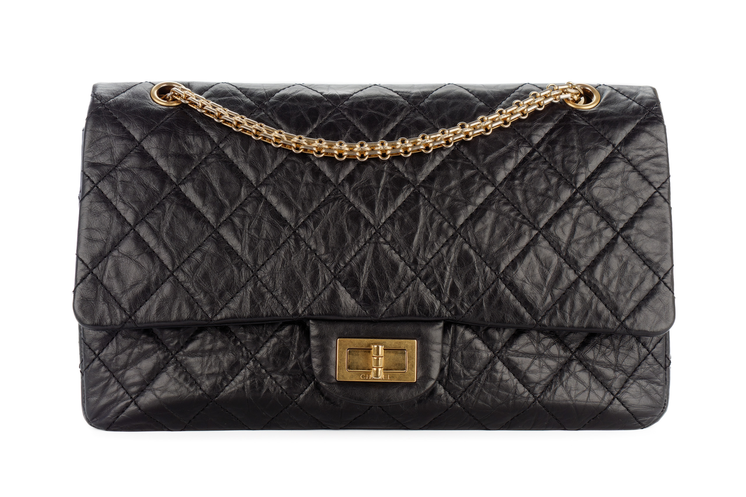 Chanel-2-55-Reissue-227-Black-Calfskin-Flap-Gold-Hardware-2010-1