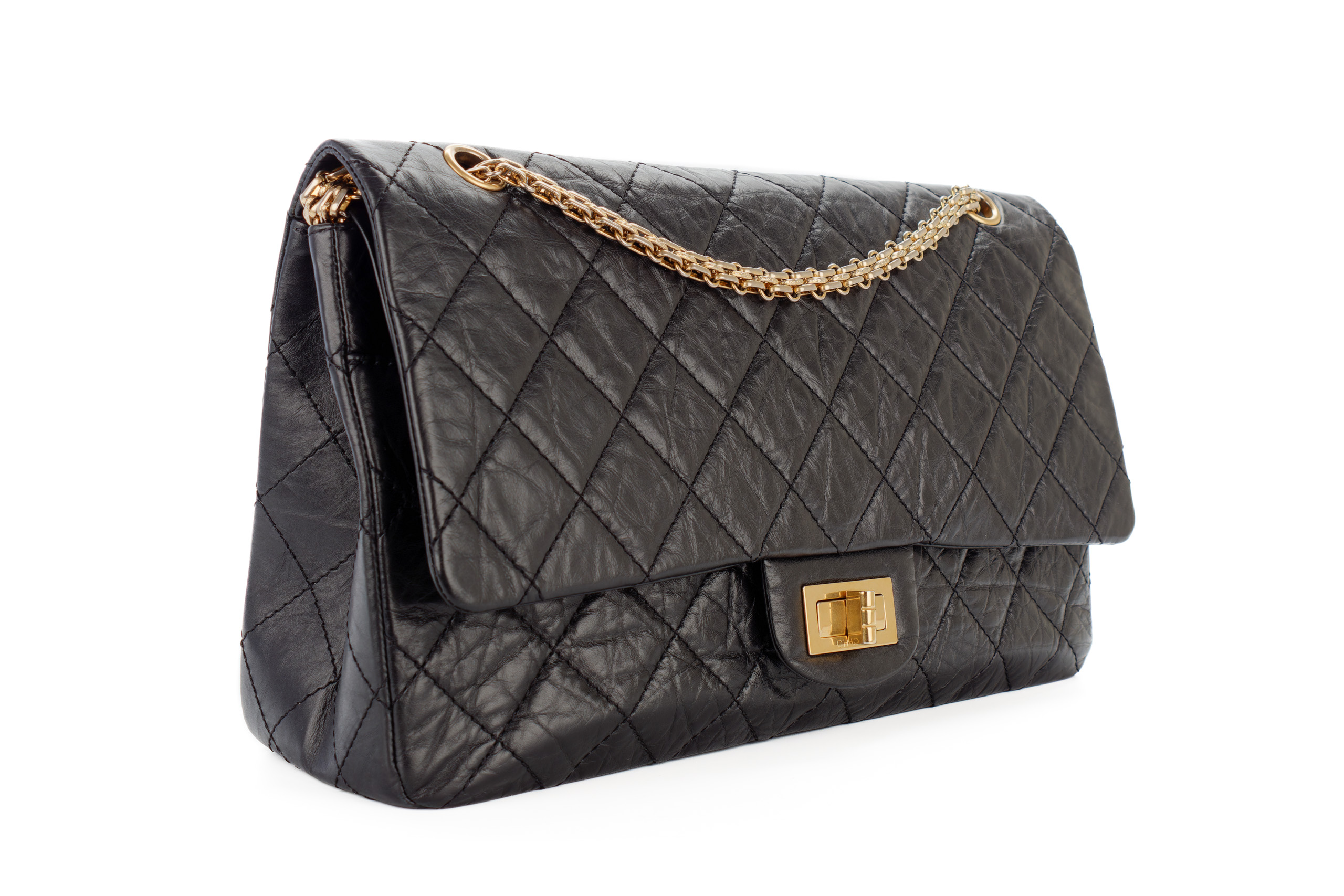 Chanel-2-55-Reissue-227-Black-Calfskin-Flap-Gold-Hardware-2010-2