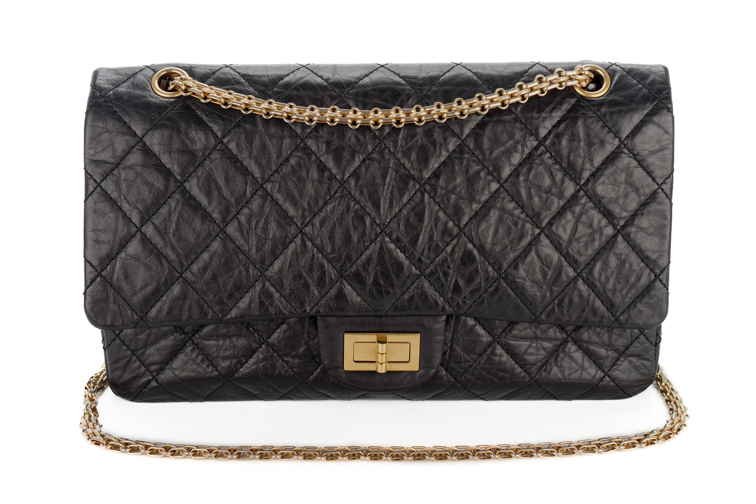 Chanel-2-55-Reissue-227-Black-Calfskin-Flap-Gold-Hardware-2010-8