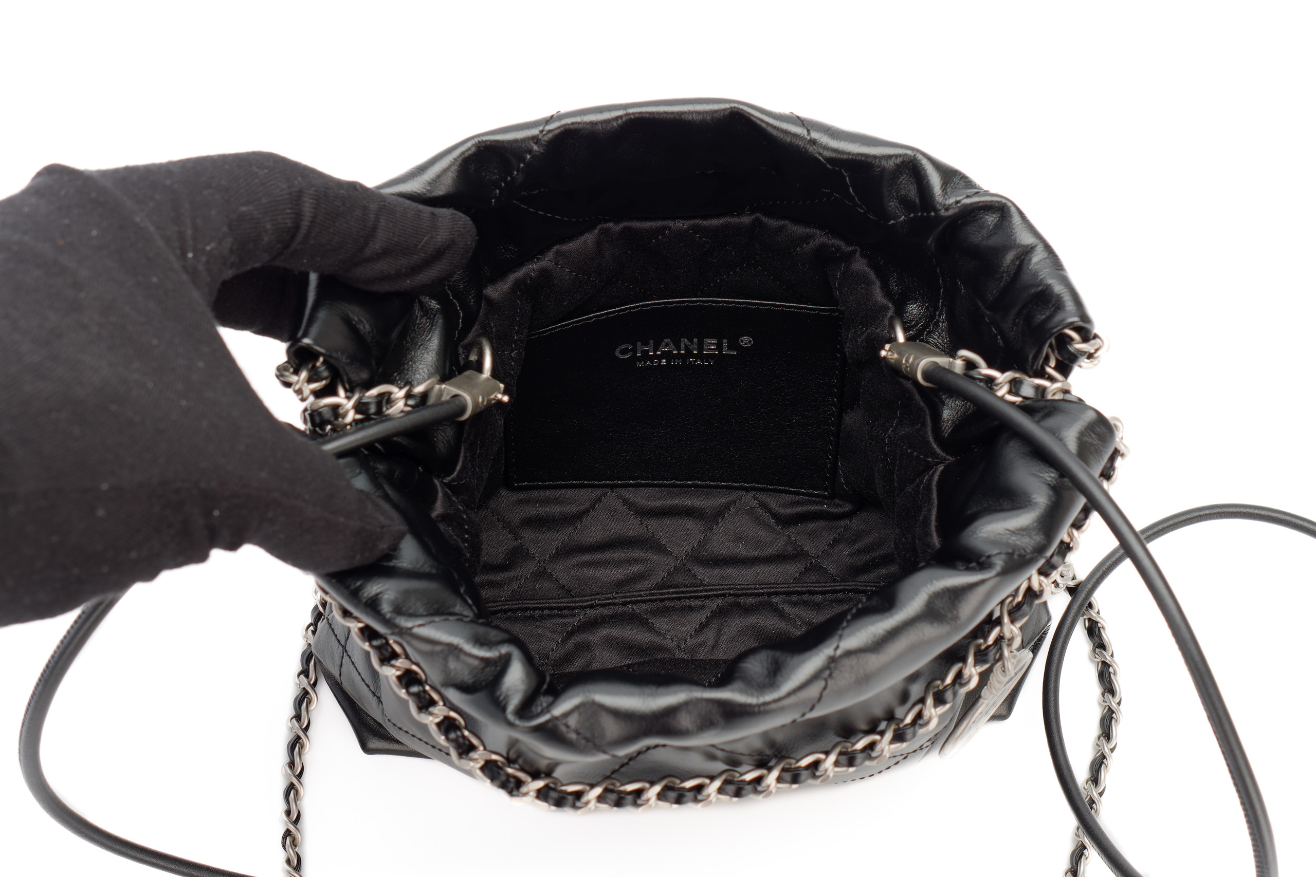 Chanel-22-Mini-Black-Calfskin-Silver-Hardware-2024-8