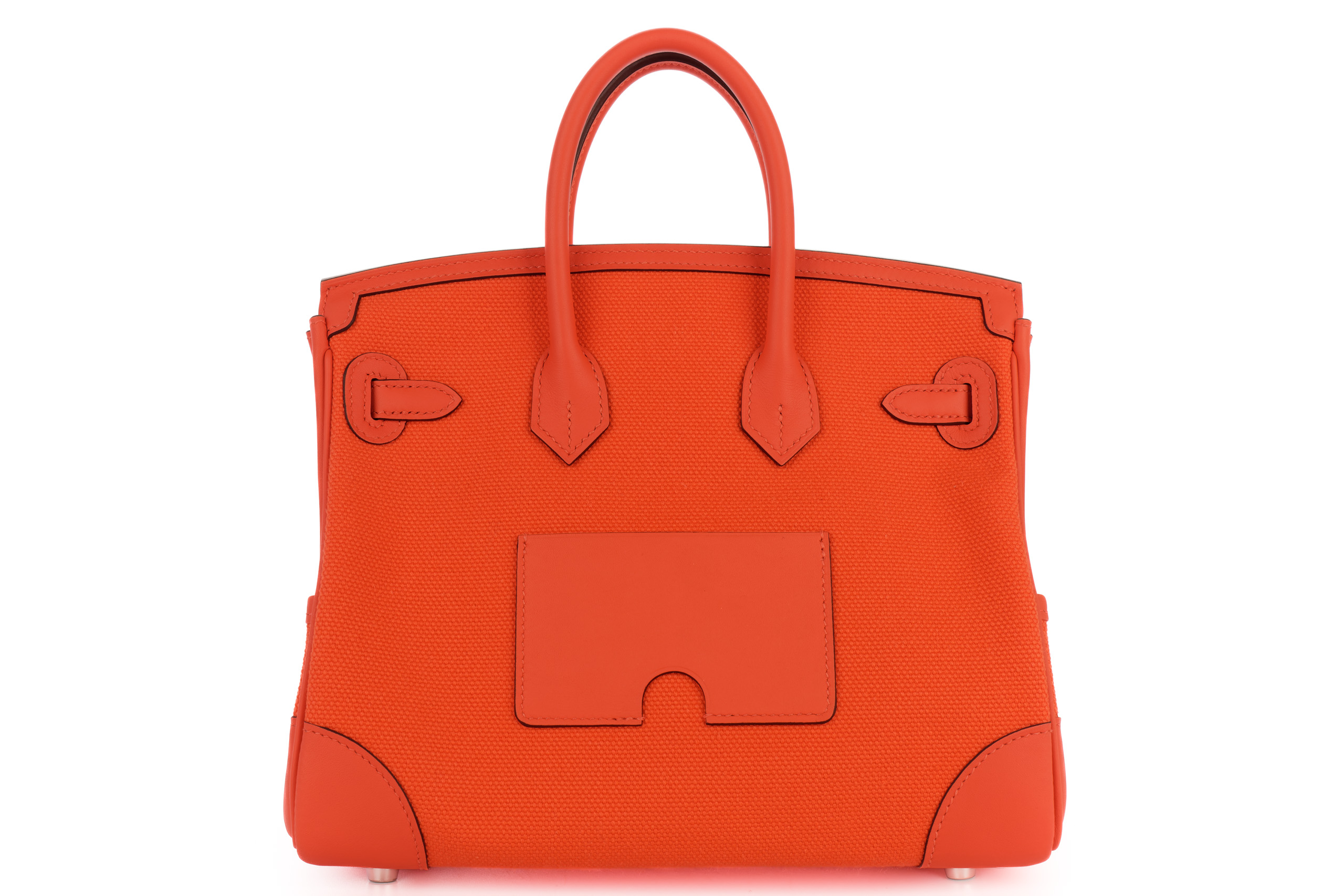 Hermes Birkin 25 Cargo Toile Orange Field Swift Palladium Hardware