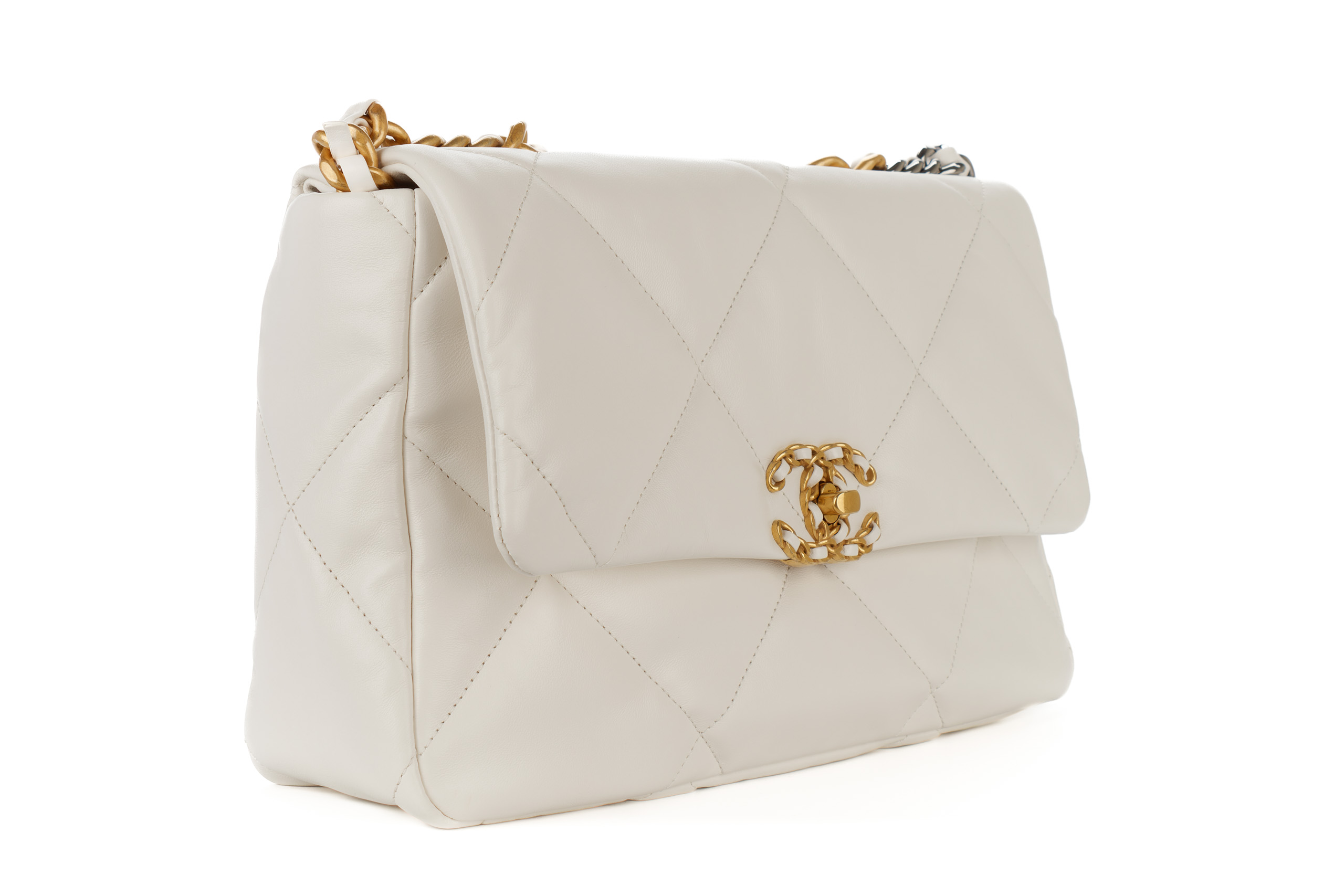 Chanel-19-Chain-Shoulder-White-Large-Lambskin-Gold-Hardware-2023-2