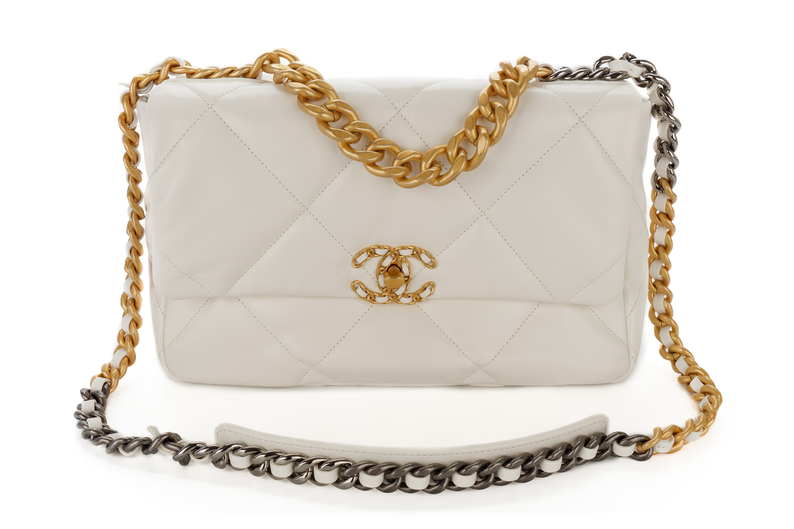 Chanel-19-Chain-Shoulder-White-Large-Lambskin-Gold-Hardware-2023-8