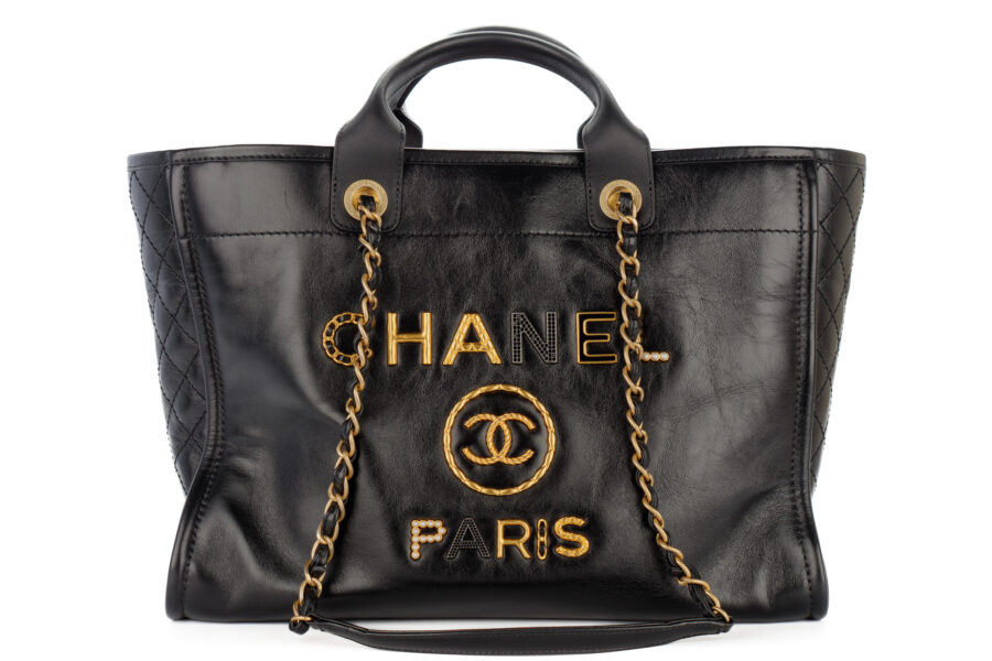 Leather chanel tote bag sale